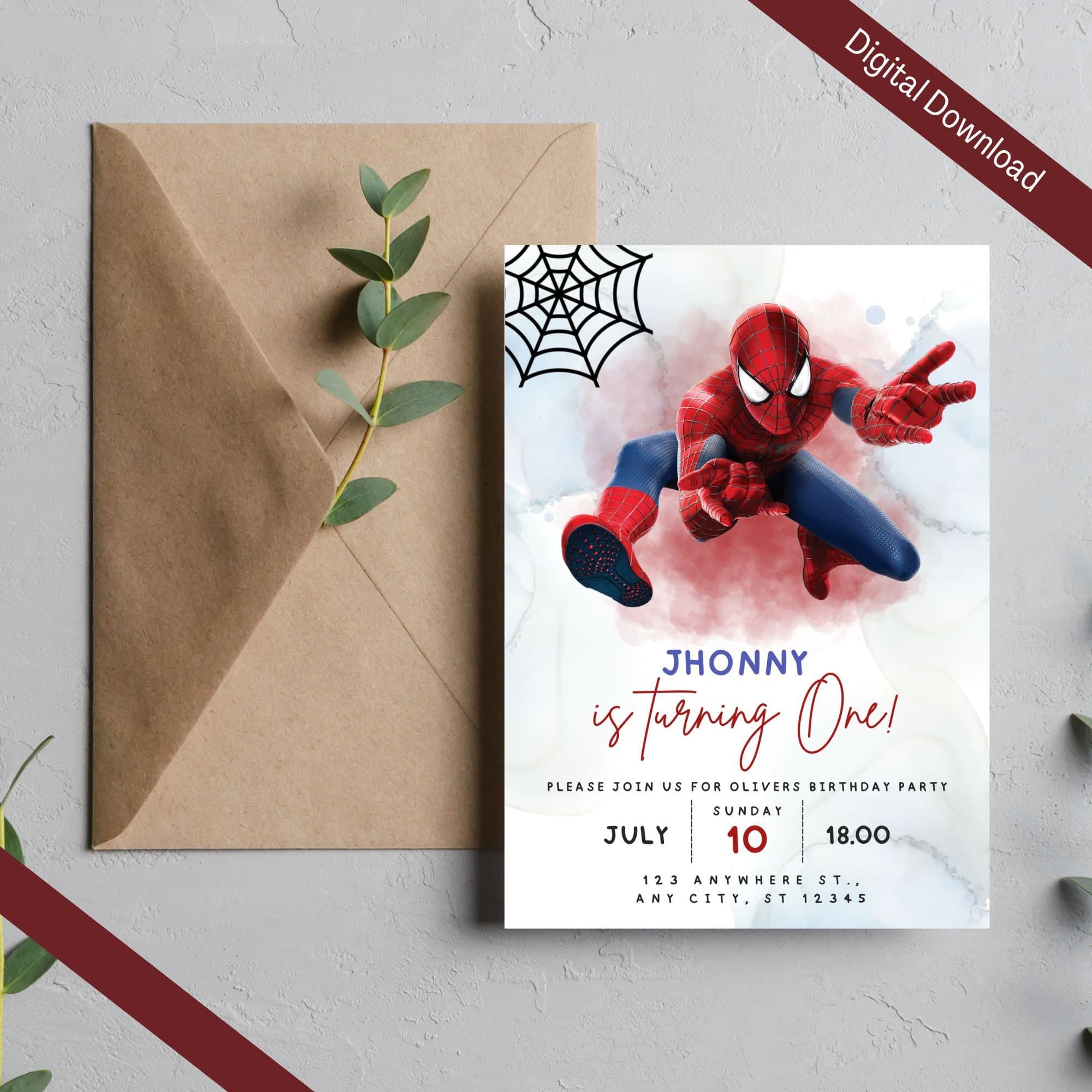 Editable spiderman Birthday Invitation, Digital Kids Birthday invite, Birthday invitation, Birthday Party Invitation, spiderman card, invite - image 4