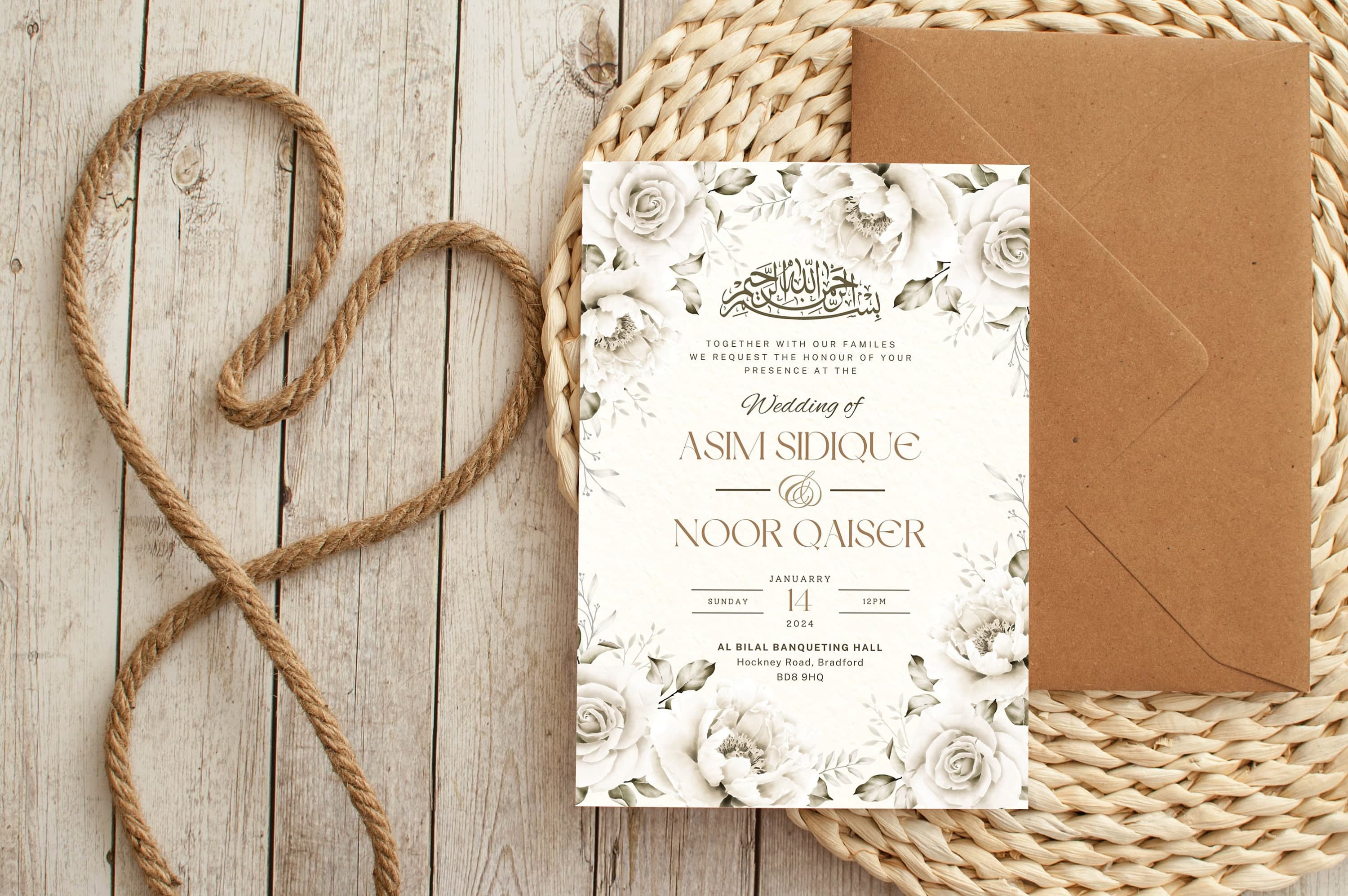 Digital Muslim Wedding Invitation Template Nikkah Walimah Shaadi, Floral Invitation, Animated Wedding Invitation, Wedding Invite, einvite - image 3