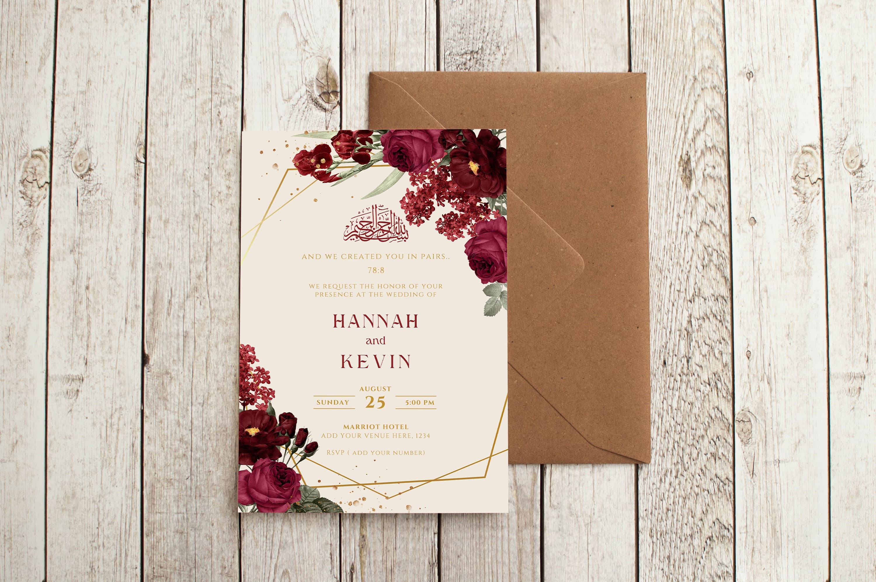Editable Digital Muslim Wedding Invitation Template Nikkah Shaadi Baraat, Animated Wedding Invitation, islamic Wedding Invite, einvite - image 4