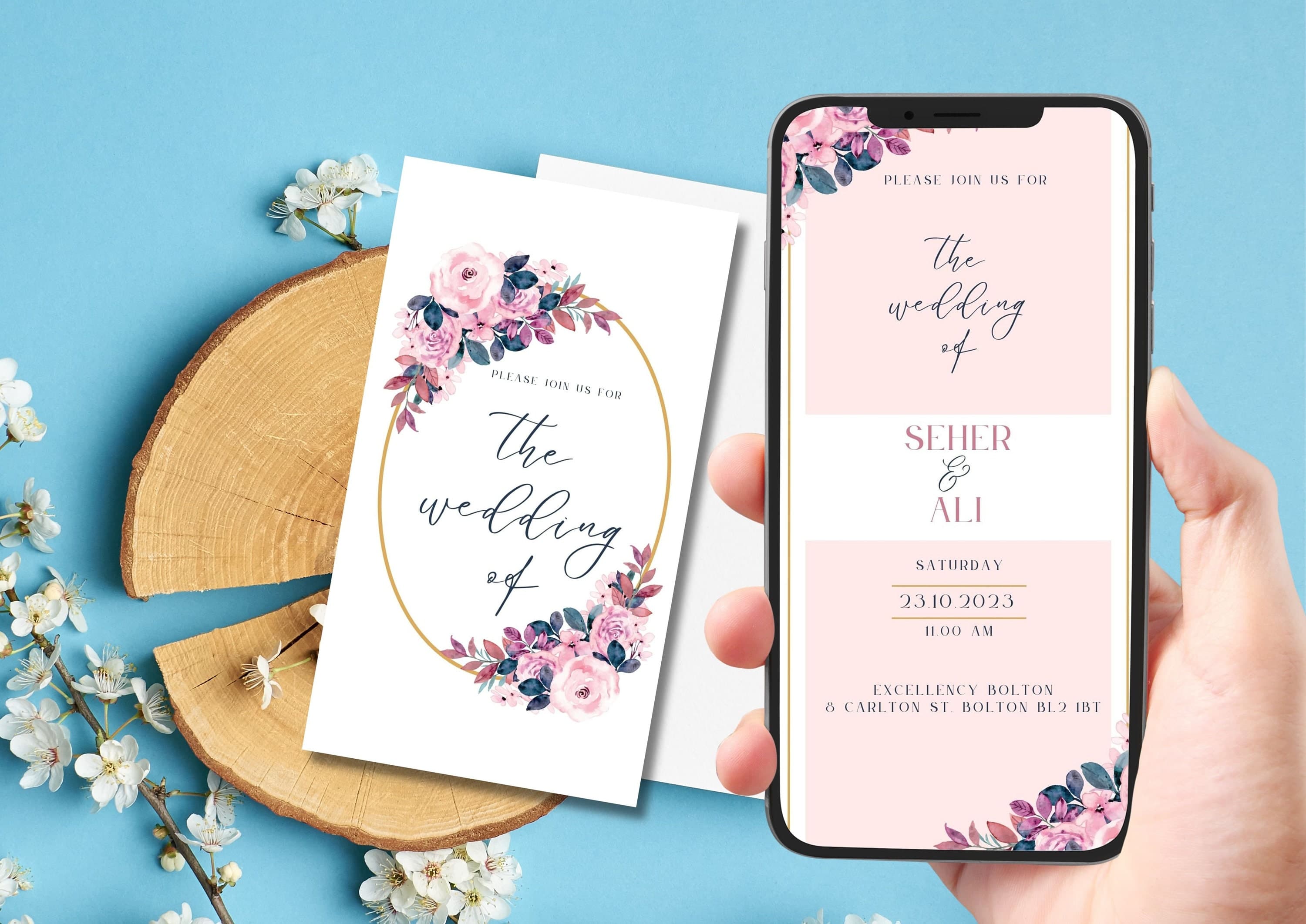 Animated Wedding Invitation Video Template, Wedding card Video Invitation Template Canva, Canva Wedding Invitation Digital Video