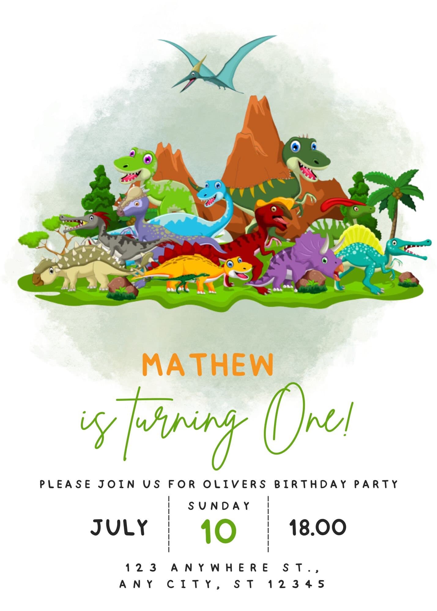 Editable Dinosaur Birthday Invitation, Digital Kids Birthday invite, Dinosaur Birthday invitation, Birthday Party Invitation, Dinosaur card - image 4