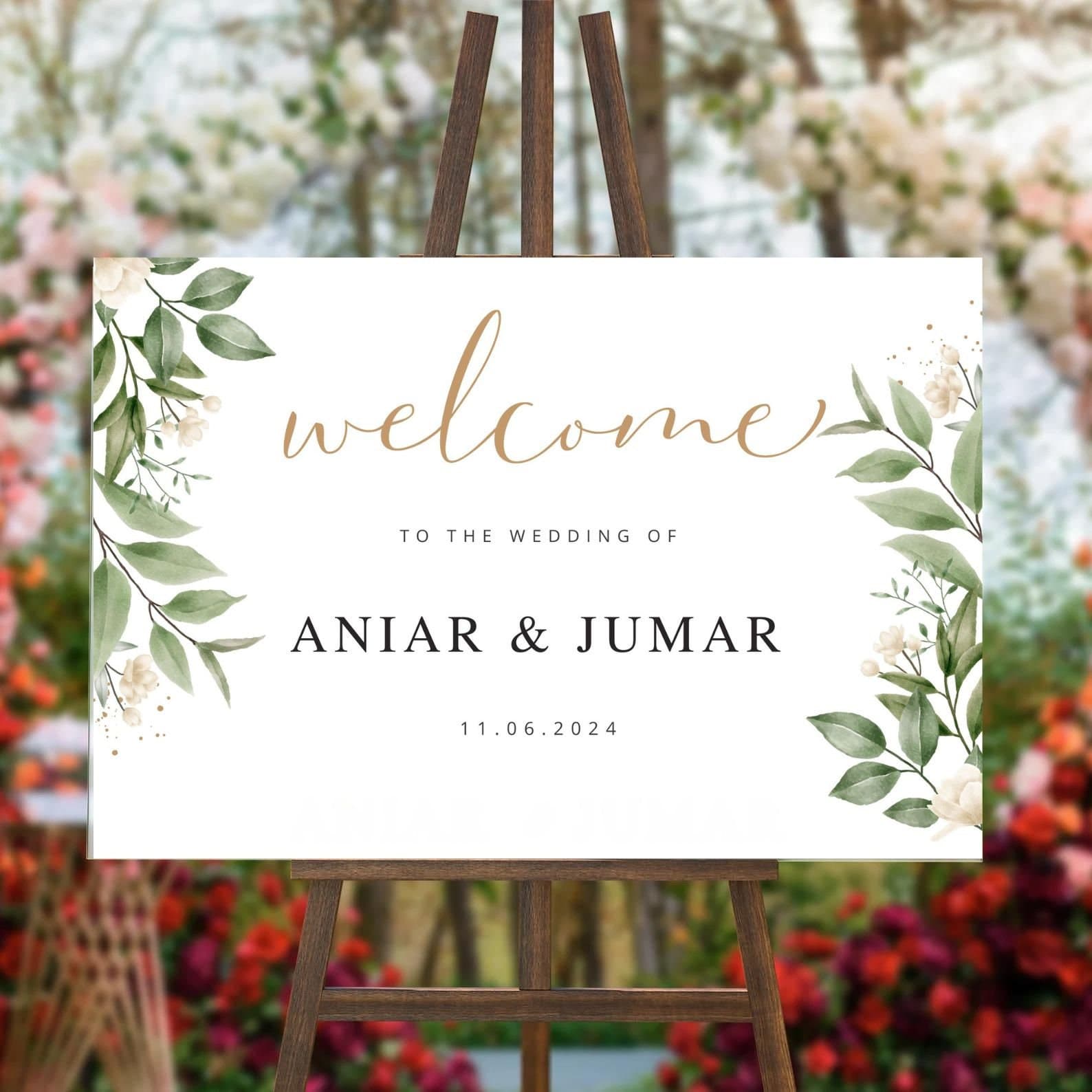 Editable Wedding Welcome Sign Template, Floral Welcome Board Template, Greenery Welcome Poster, Printable Custom Welcome Signage - image 3