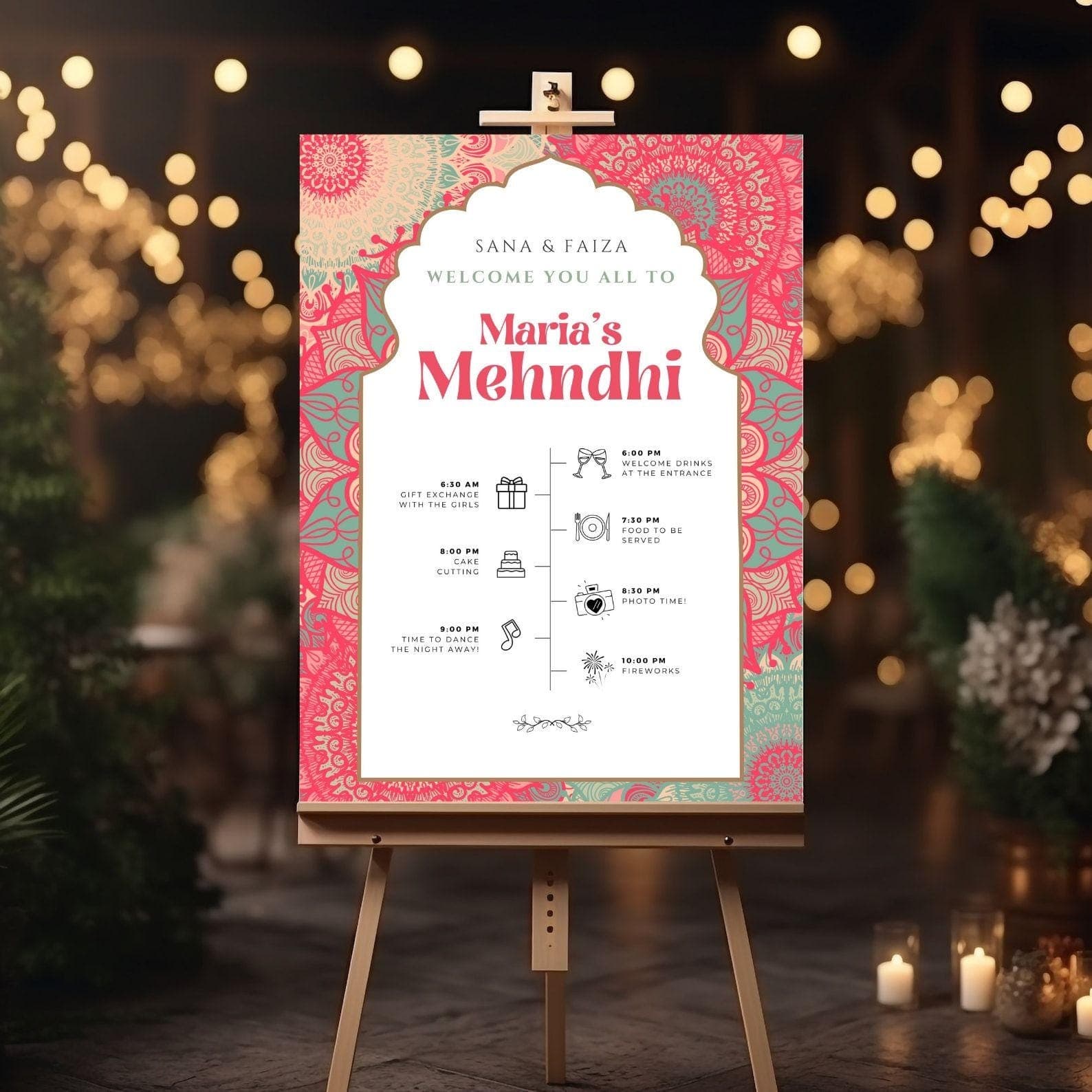 Mehndi Wedding Welcome Sign, A1, A2, A3, A4, Pakistani Wedding, Walima sign, Muslim Welcome Sign, Mehndi itinerary Welcome Sign, Mendhi sign