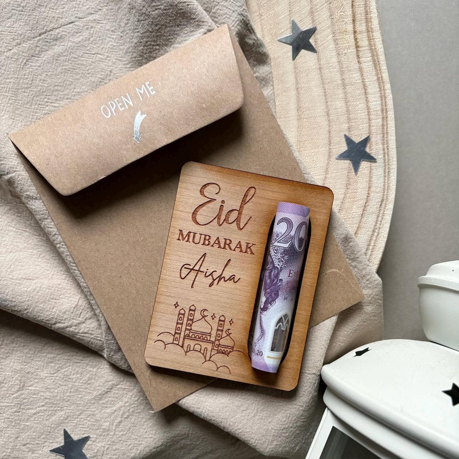 Eid Mubarak Personalised Money Holder | Make Giving Money Extra Special | Thoughtful | Wooden Unique Gift | Bespoke - image 5