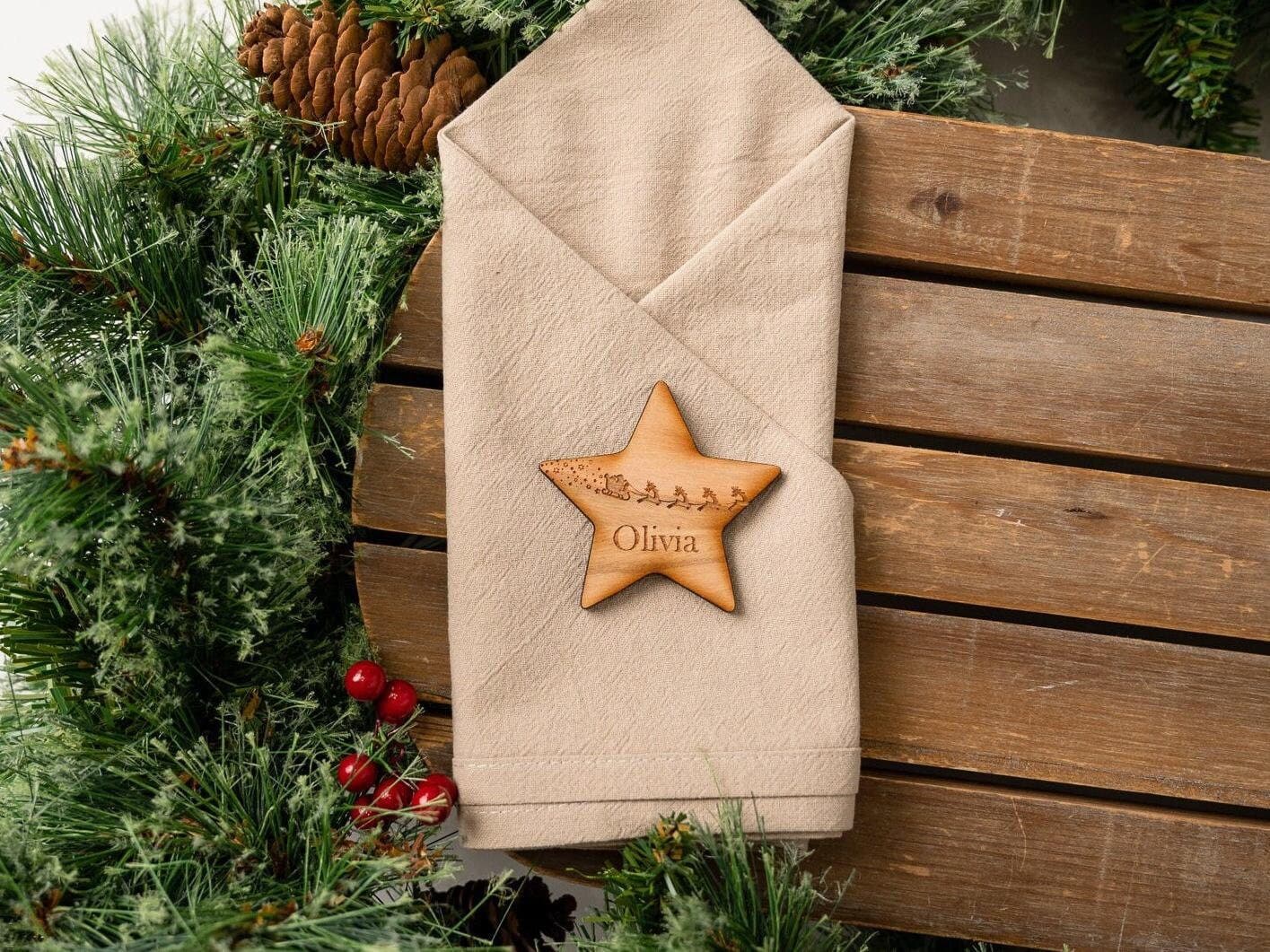 Christmas Star Place Names or Gift Tags - Wooden Personalised Table Decor - Boujee Xmas  - Special Touch - Table Settings - Present Gift Tag