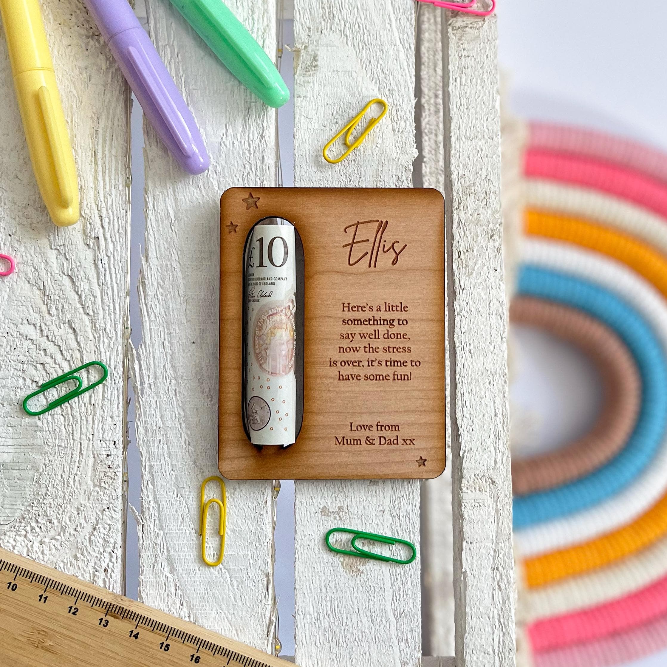 Personalised Results Day Money Holder | Make Giving Money Extra Special | Thoughtful | End of Exam Present | Wooden Unique Gift | Bespoke