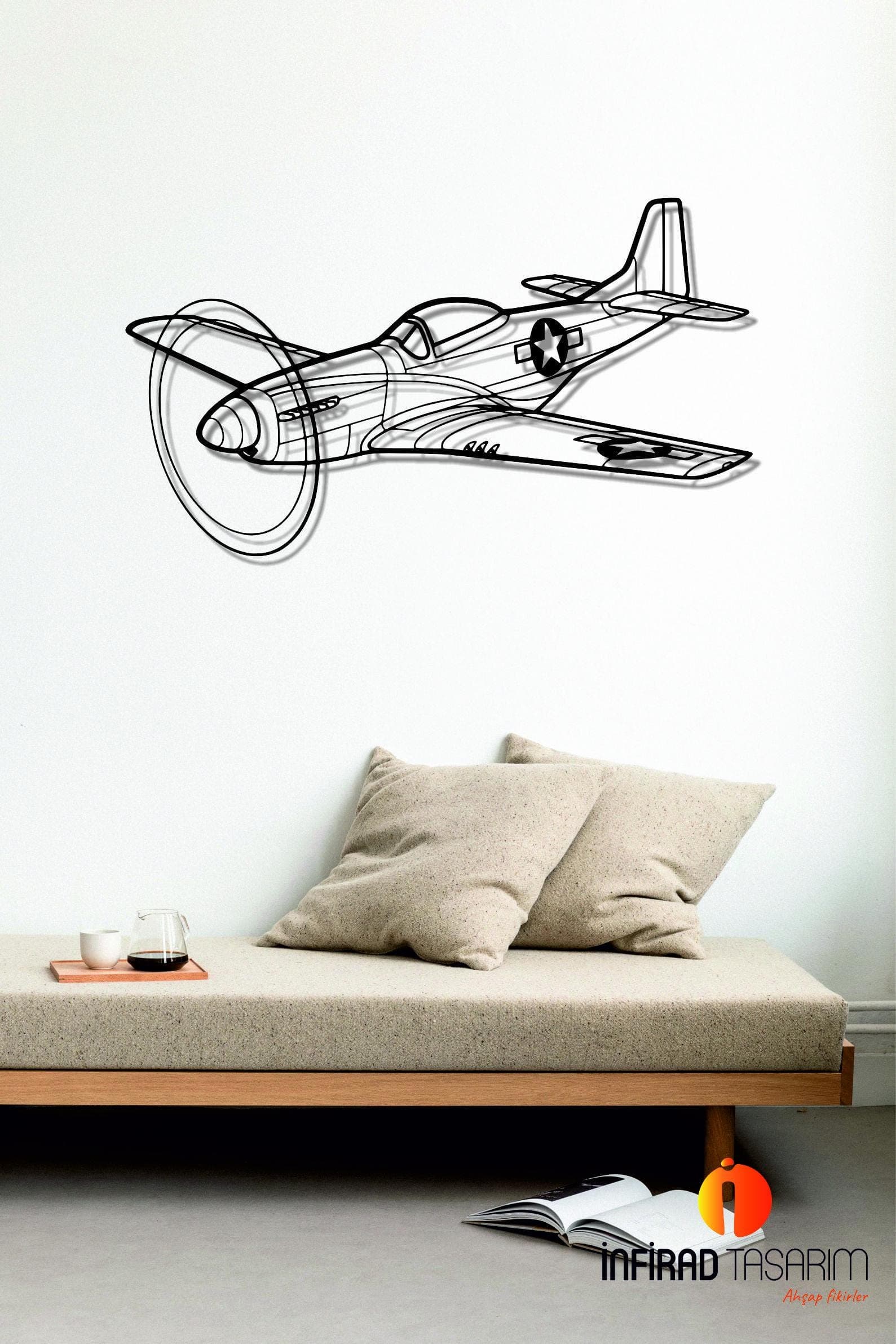 P-51 Mustang Angle Aircraft Metal Wall Art | Airplanes Wall Art | Airplanes Home Decor l Gift Metal Decor l Minimalist Decor - image 3