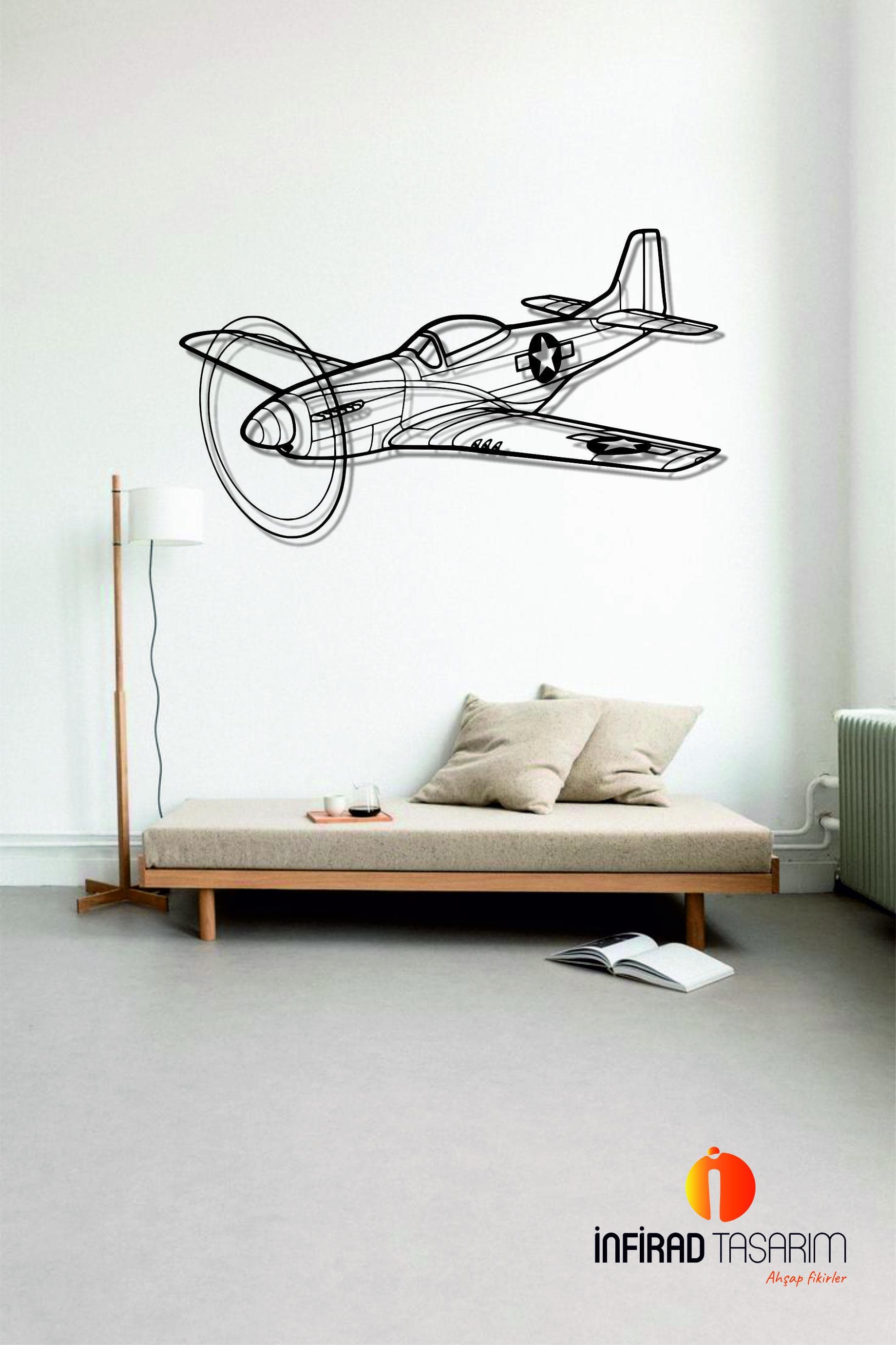 P-51 Mustang Angle Aircraft Metal Wall Art | Airplanes Wall Art | Airplanes Home Decor l Gift Metal Decor l Minimalist Decor - image 4