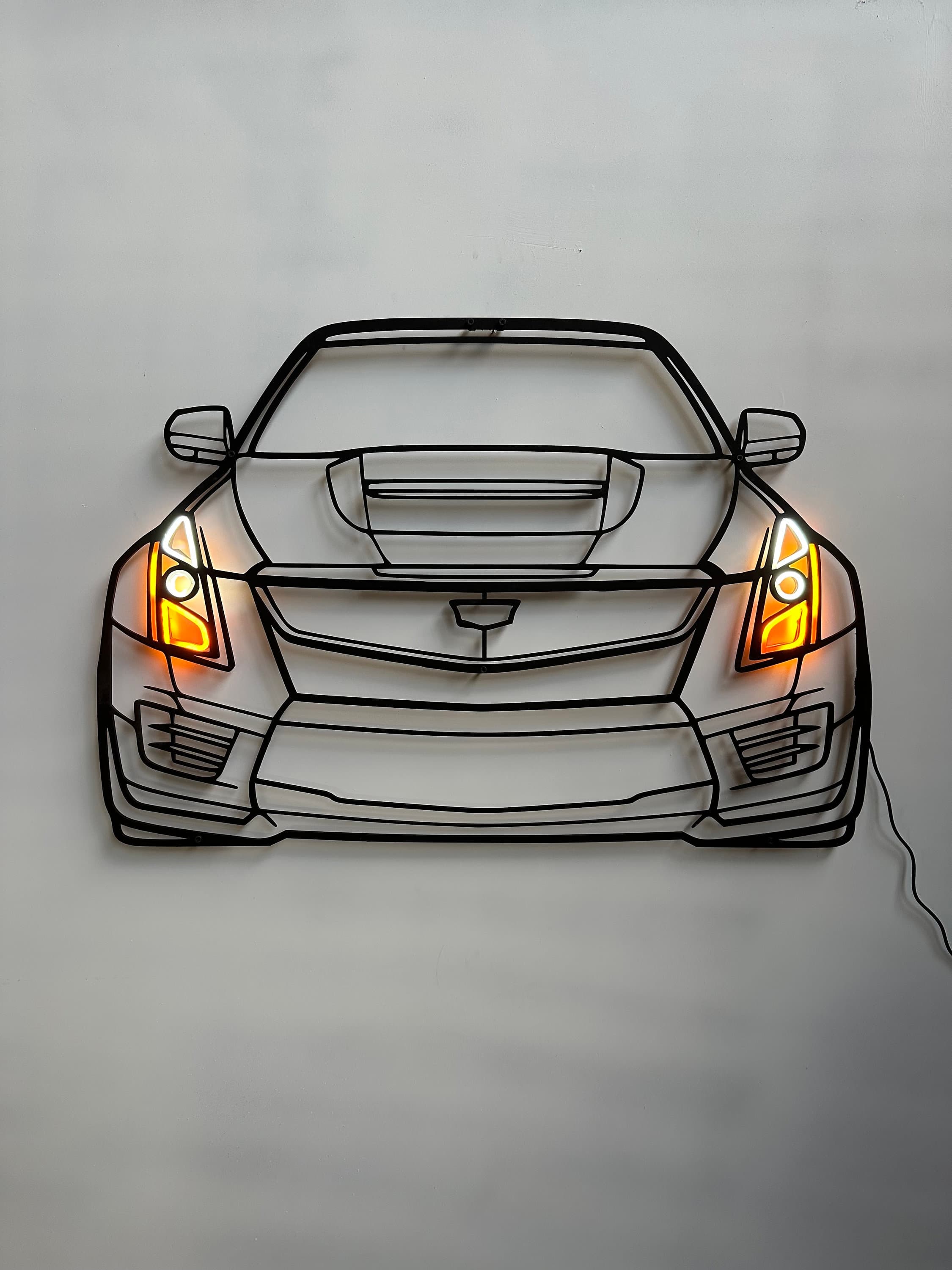 Neon Car Metal Wall Art | Car Wall Art | Gift For Car Lovers  | Metal Wall Art | Metal Car Silhouette l Car Gift Decor | Man Cave 