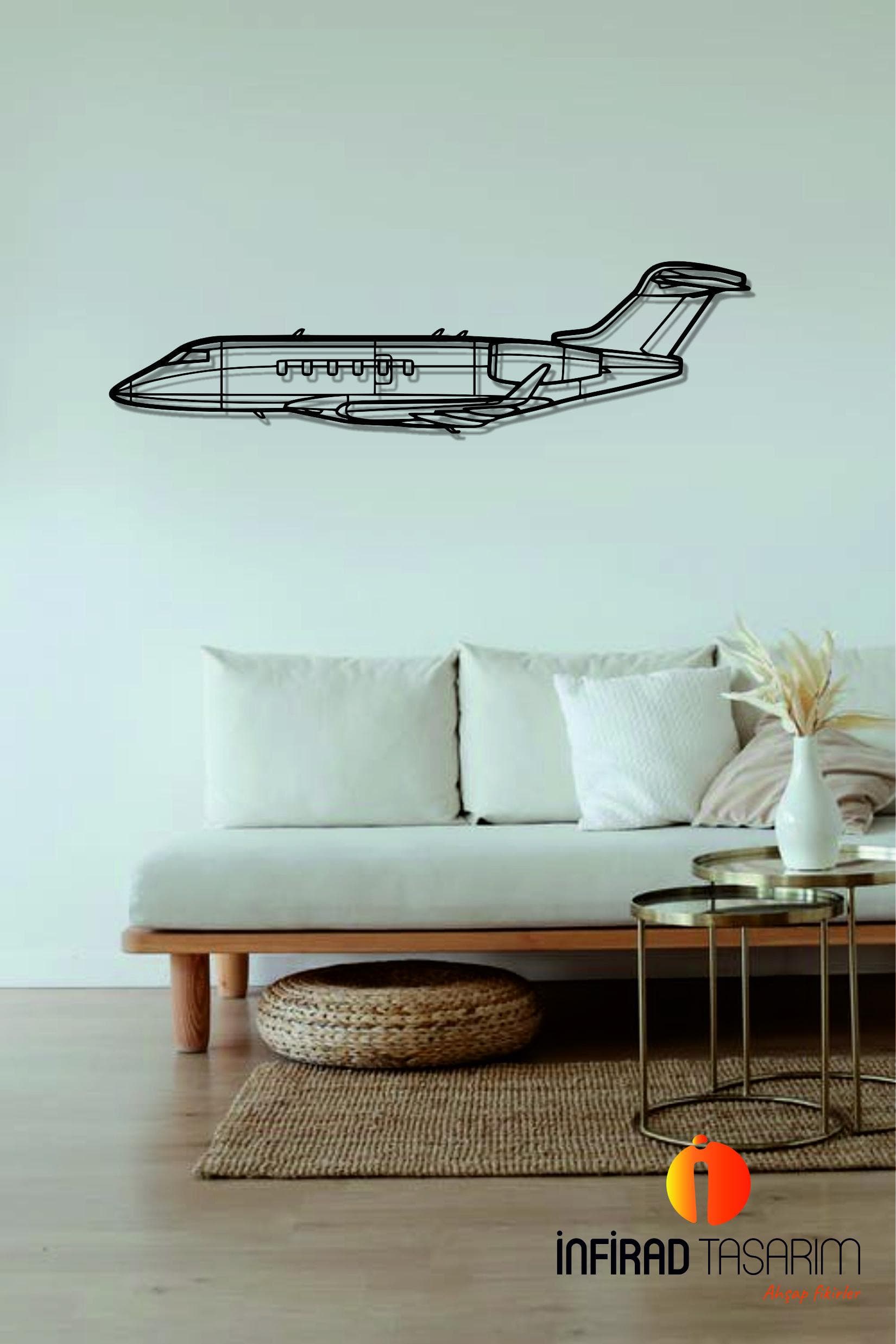Challenger 350 Airplanes  Metal Wall Art  | Airplanes Wall Art | Airplanes Home Decor l Gift Metal Decor l Minimalist Decor
