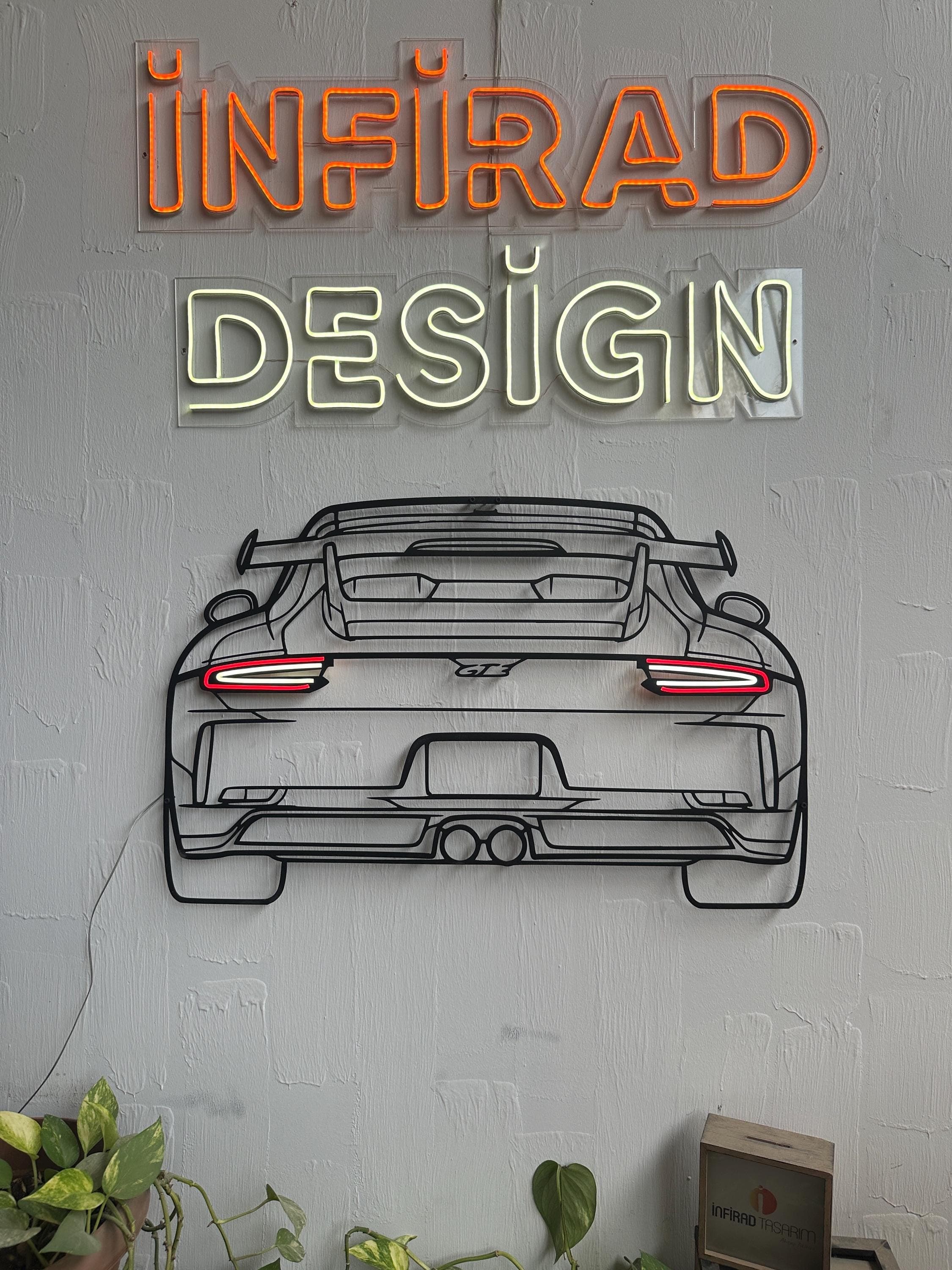 Neon Car Metal Wall Art | Car Wall Art | Gift For Car Lovers  | Metal Wall Art | Metal Car Silhouette l Car Gift Decor | Man Cave