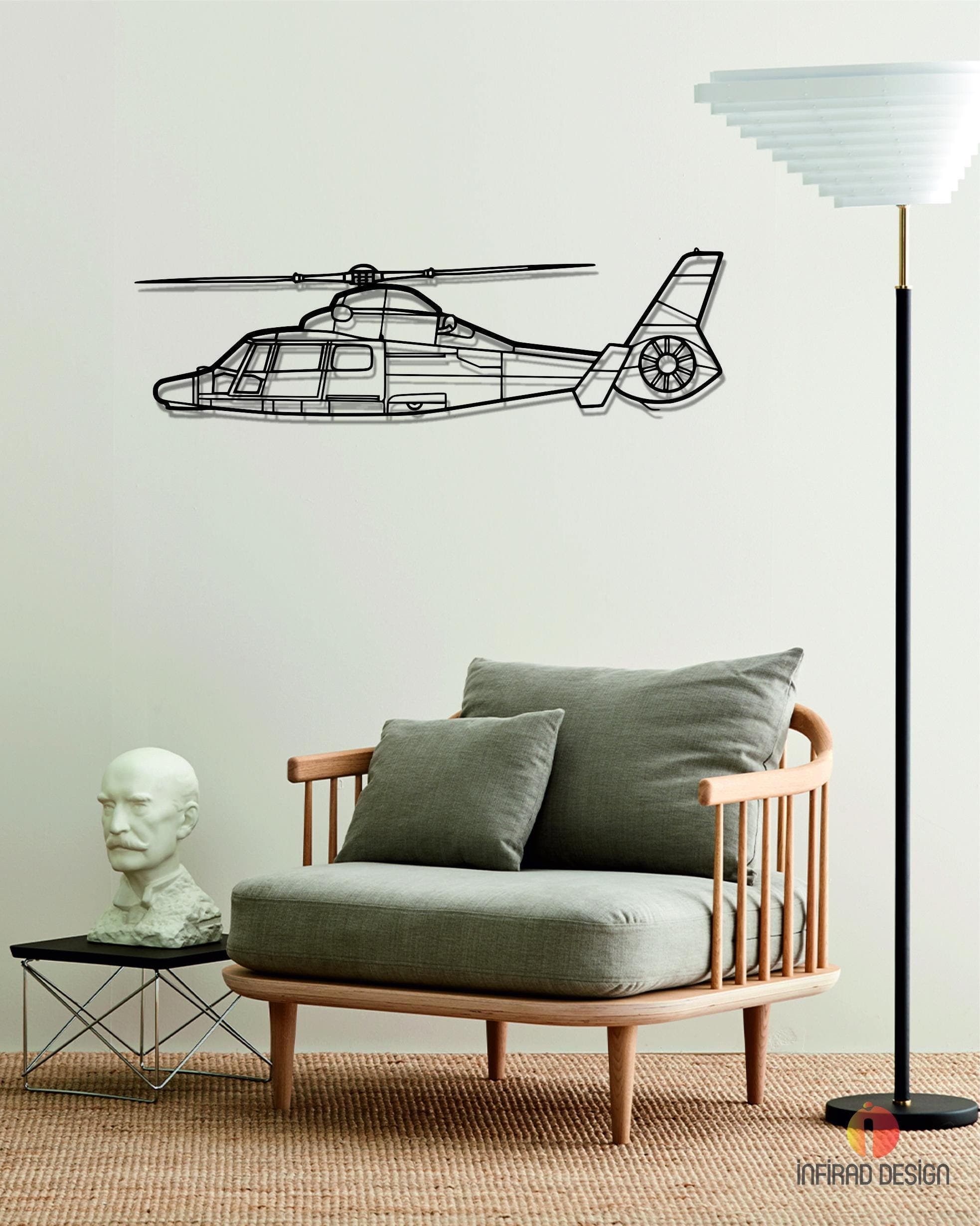 Airbus Helicopters Dauphin Metal Wall Art | Airplanes Wall Art | Aviation Metal Decor l Gift Metal Decor l Minimalist Decor l Pilot Gift - image 4