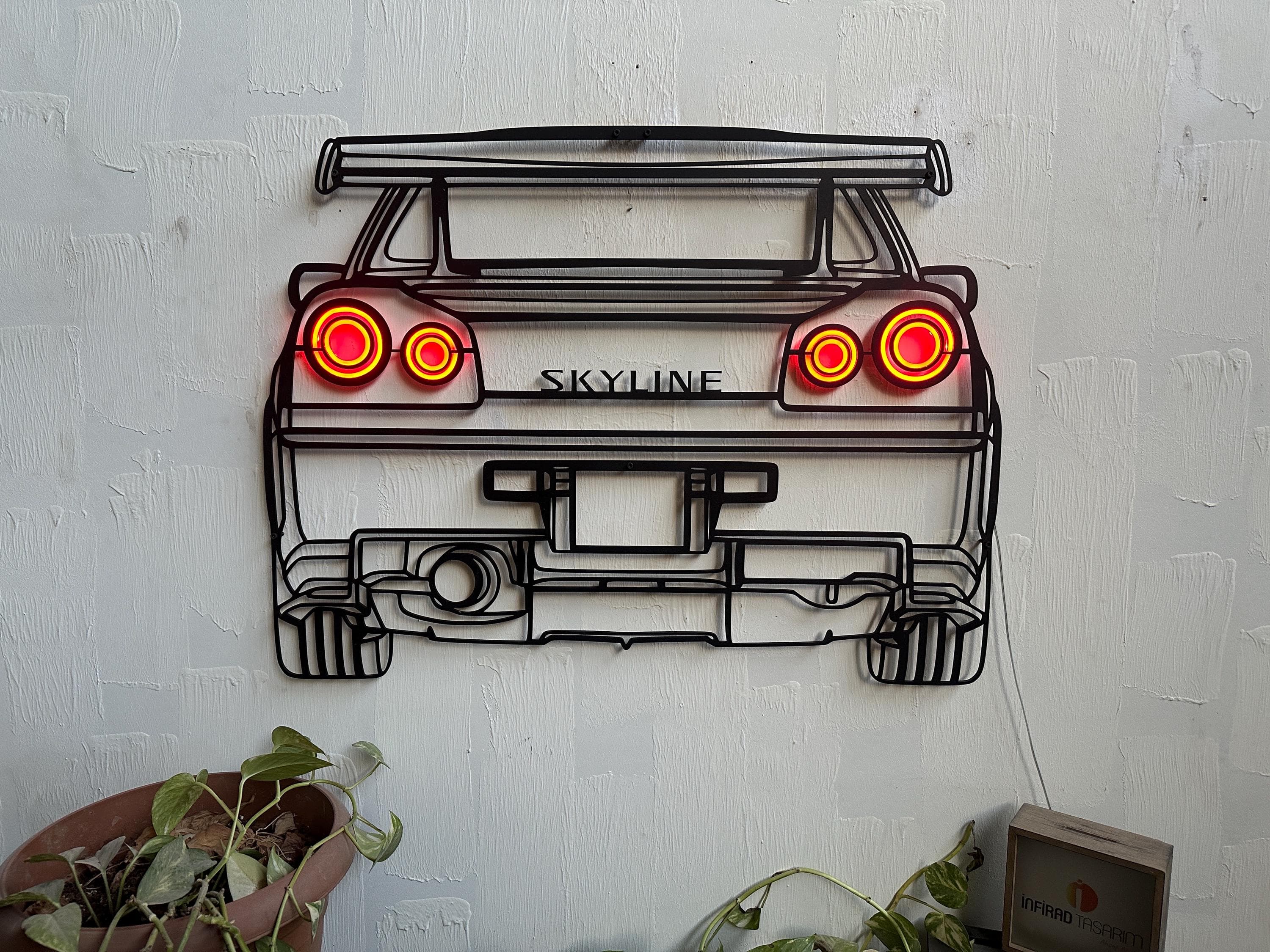 Neon Car Metal Wall Art | Car Wall Art | Gift For Car Lovers  | Metal Wall Art | Metal Car Silhouette l Car Gift Decor | Man Cave