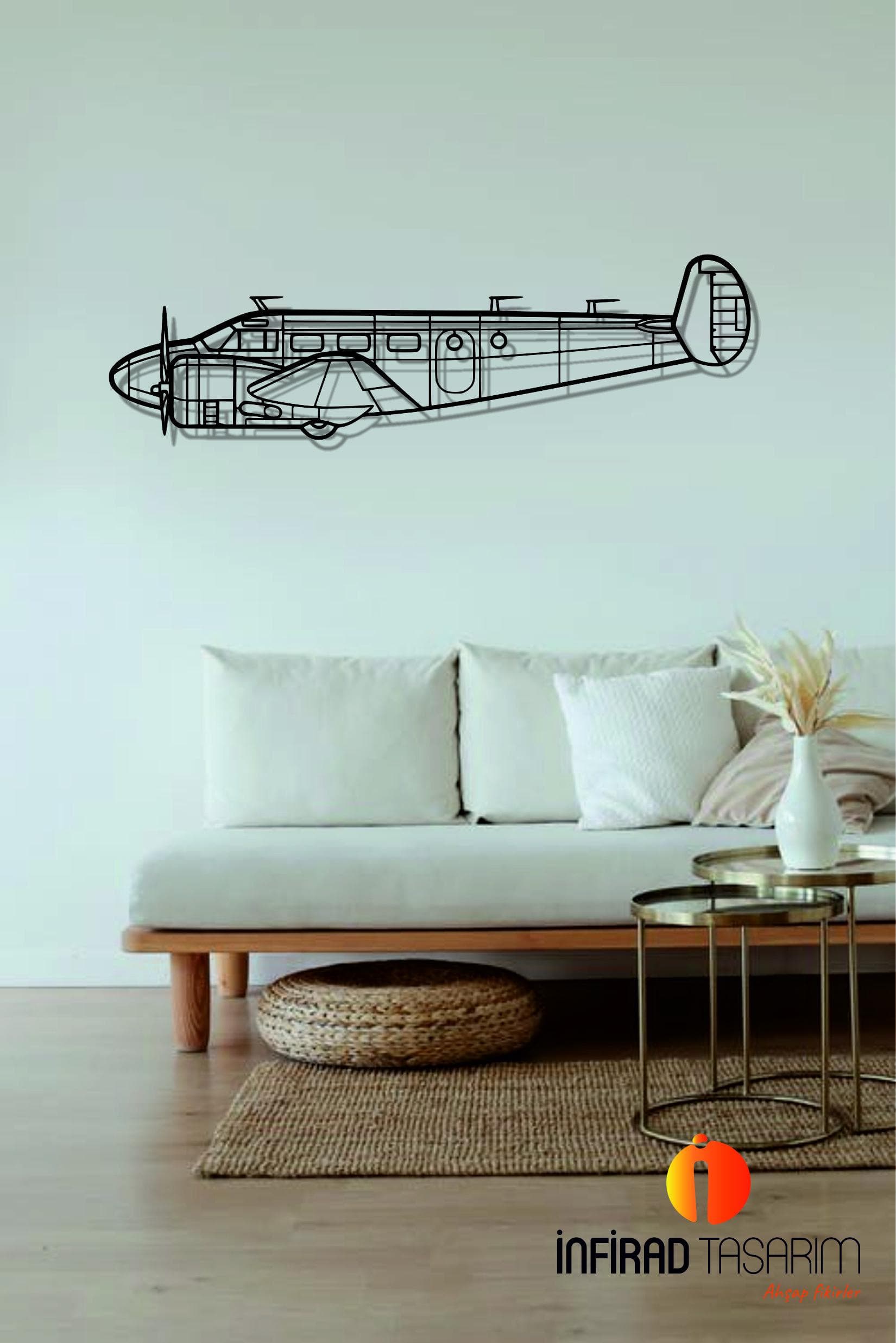 C45-H Expeditor Airplanes  Metal Wall Art  | Airplanes Wall Art | Airplanes Home Decor l Gift Metal Decor l Minimalist Decor