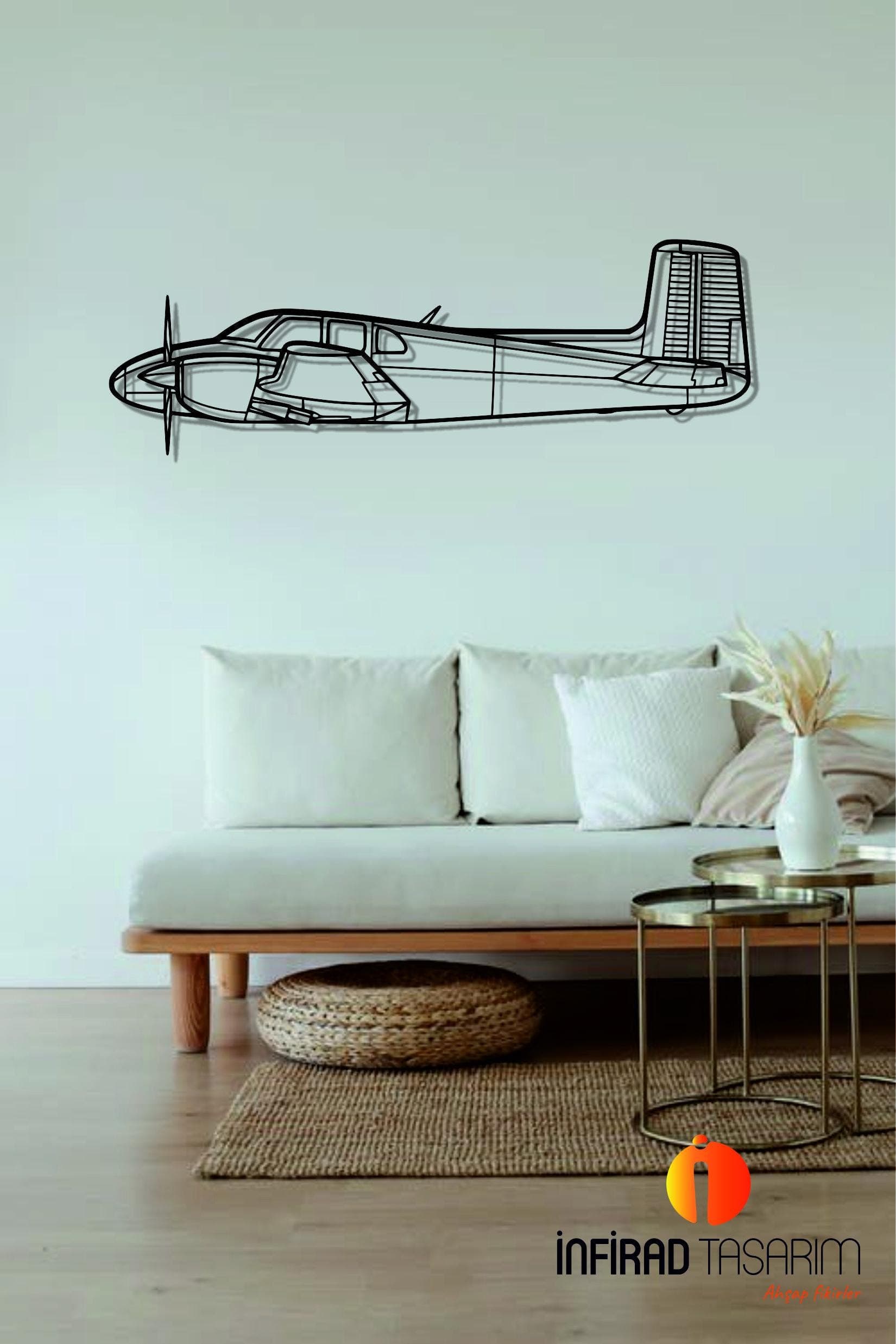 D50 Twin Bonanza Aircraft Metal Wall Art | Airplanes Wall Art | Airplanes Home Decor l Gift Metal Decor l Minimalist Decor