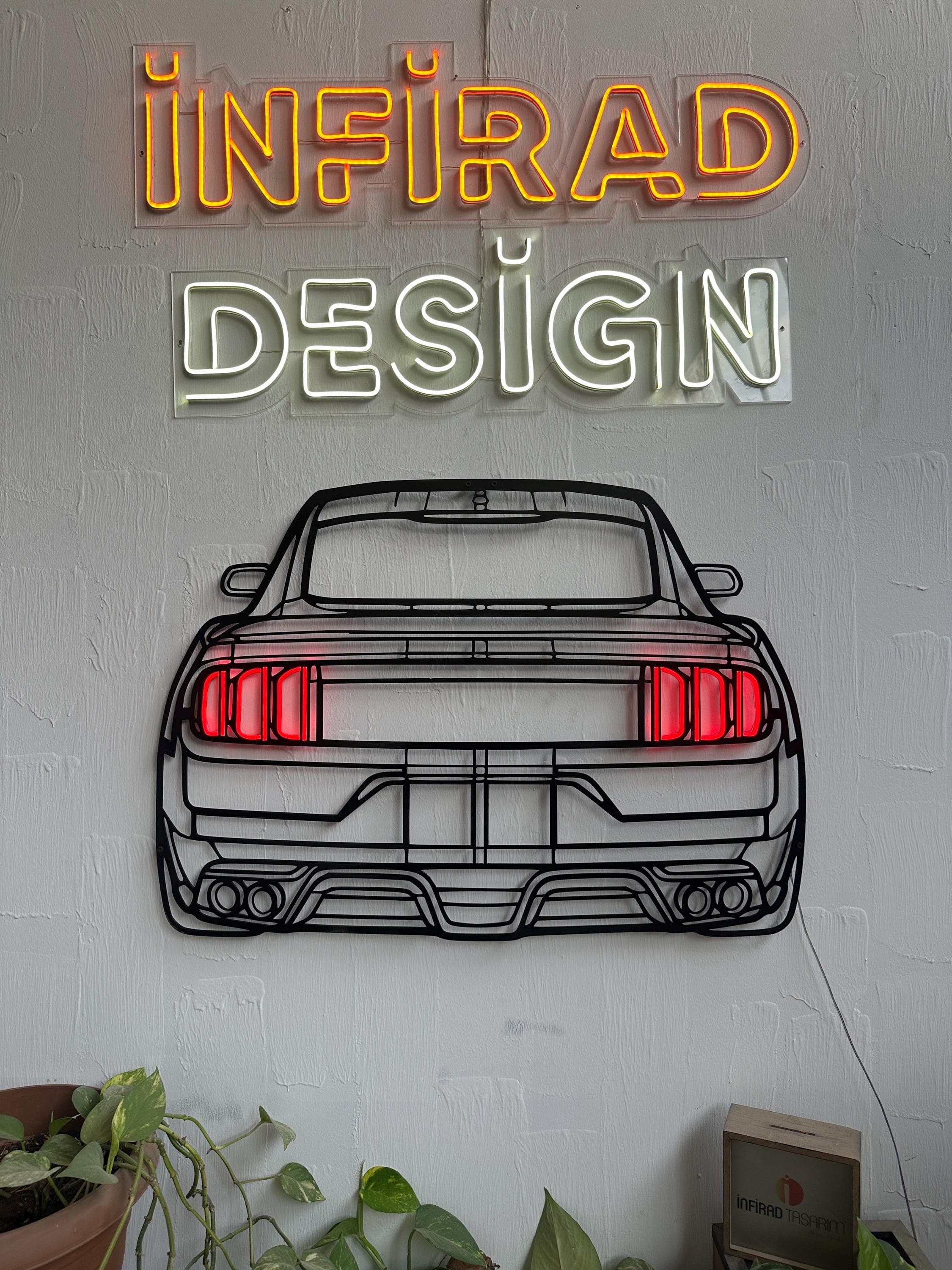 Neon Car Metal Wall Art | Car Wall Art | Gift For Car Lovers  | Metal Wall Art | Metal Car Silhouette l Car Gift Decor | Man Cave