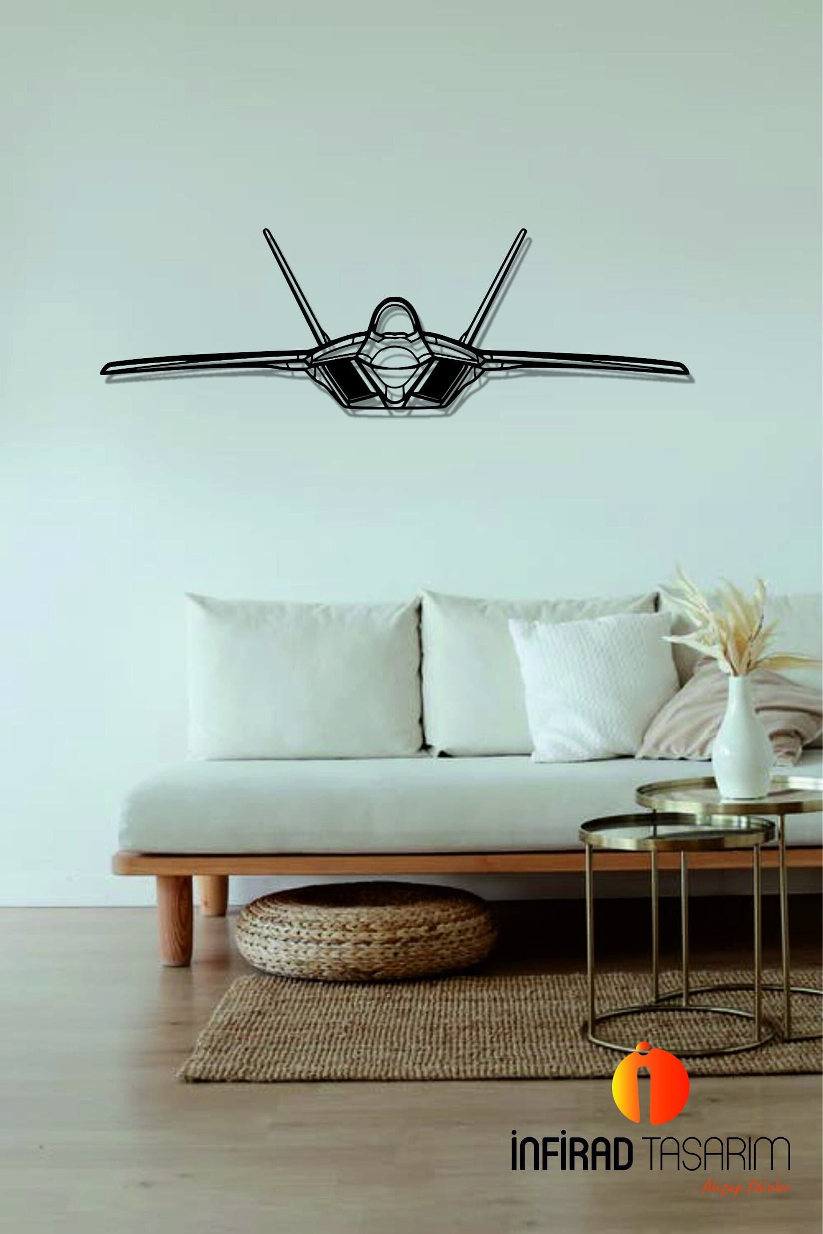 F-22 Raptor Aircraft Silhouette Metal Wall Art  | Airplanes Wall Art | Airplanes Home Decor l Gift Metal Decor l Minimalist Decor