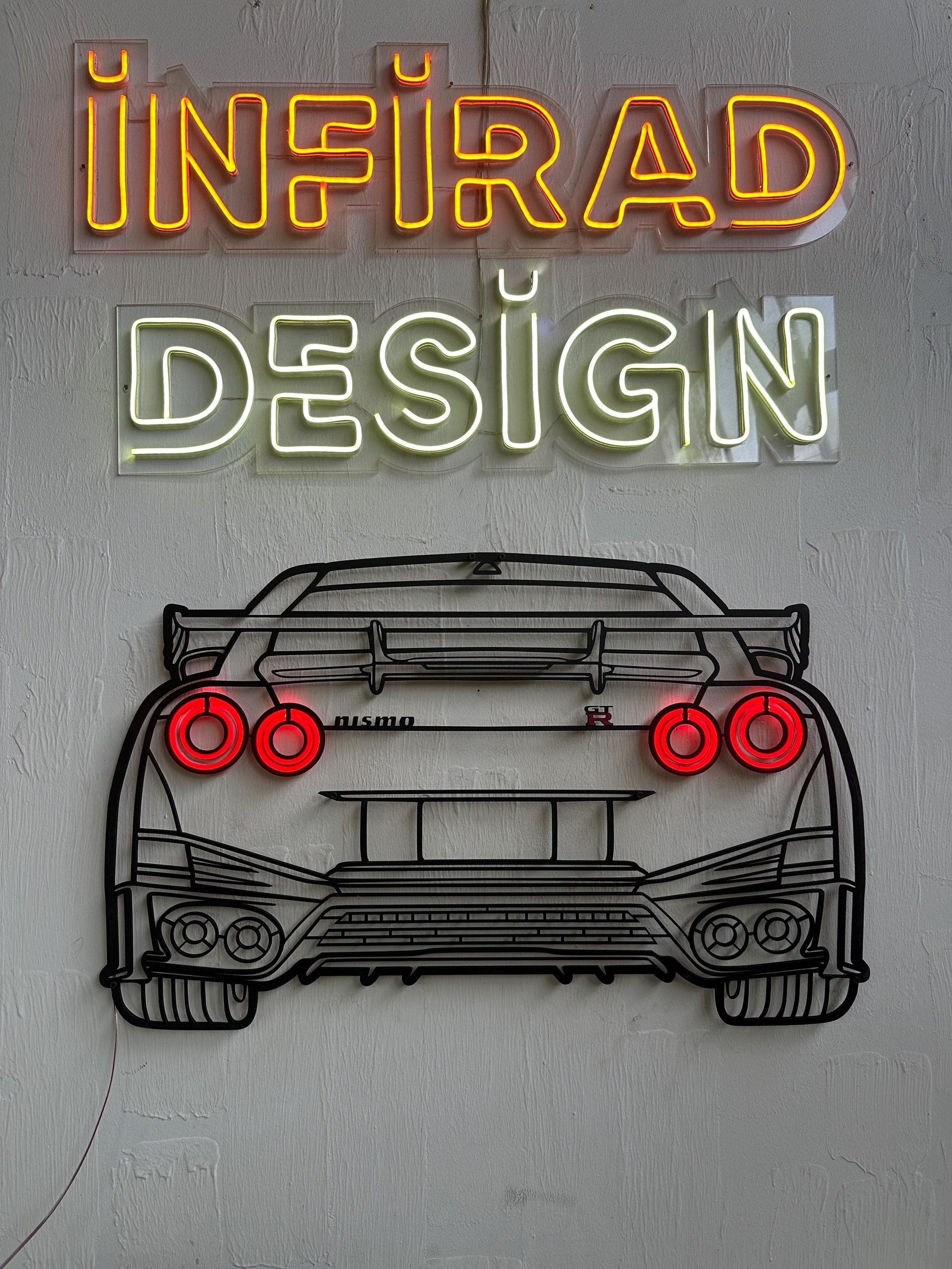 Neon Car Metal Wall Art | Car Wall Art | Gift For Car Lovers | Metal Wall Art | Metal Car Silhouette l Car Gift Decor | Man Cave