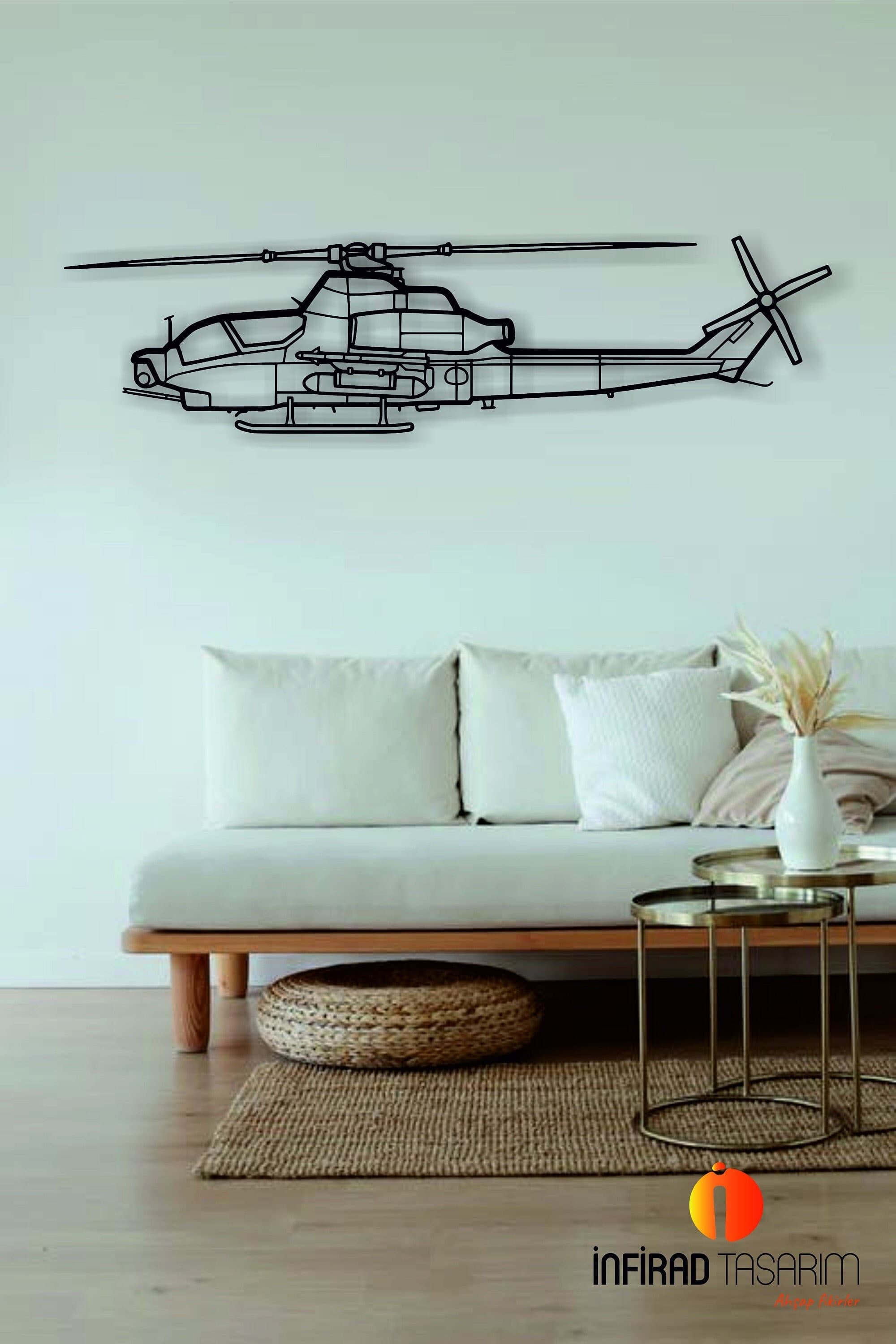 AH-1Z Viper Helicopter  Metal Wall Art | Helicopter Wall Art | Helicopter Home Decor l Gift Metal Decor l Minimalist Decor