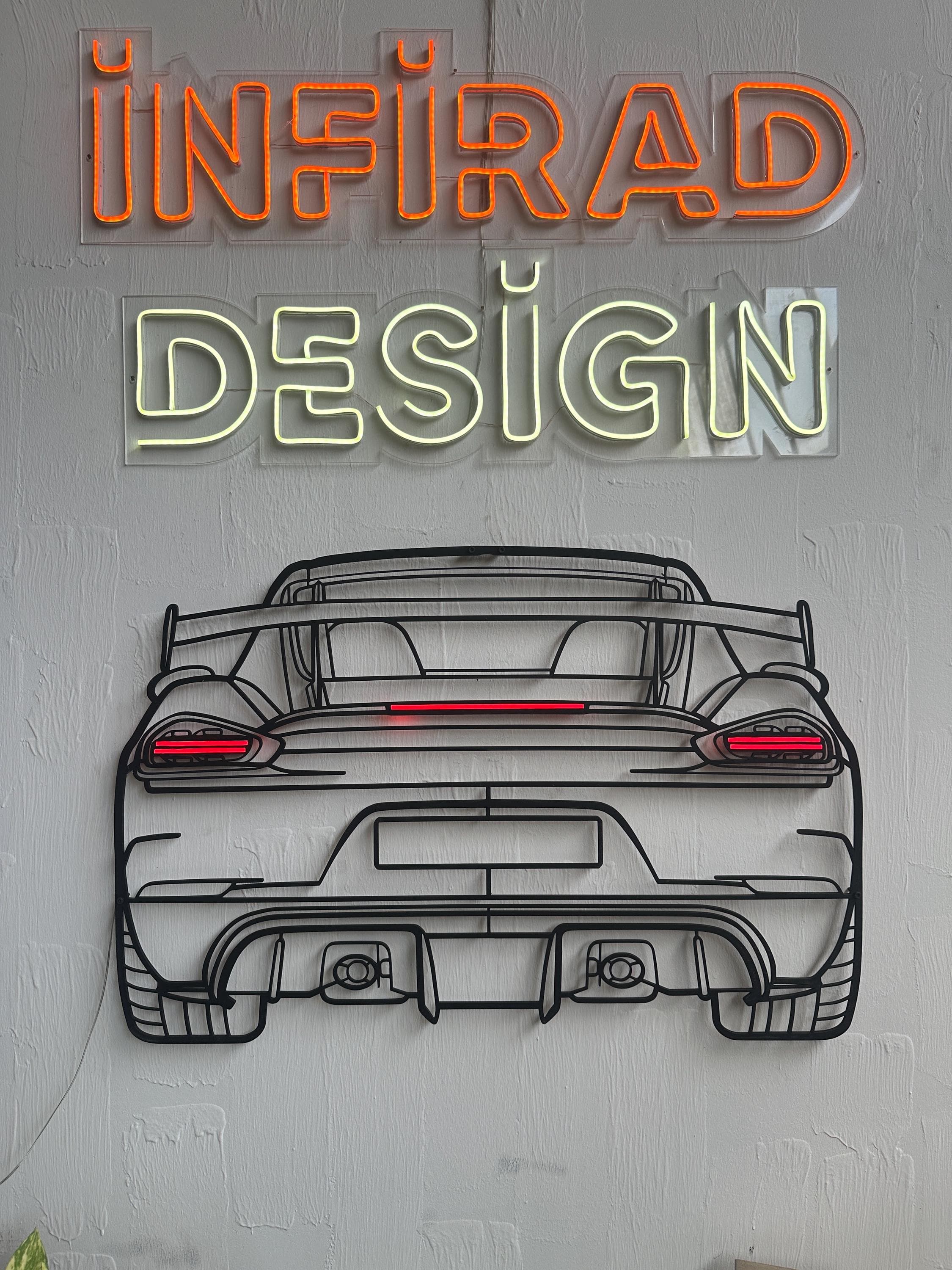 Neon Car Metal Wall Art | Car Wall Art | Gift For Car Lovers  | Metal Wall Art | Metal Car Silhouette l Car Gift Decor | Man Cave