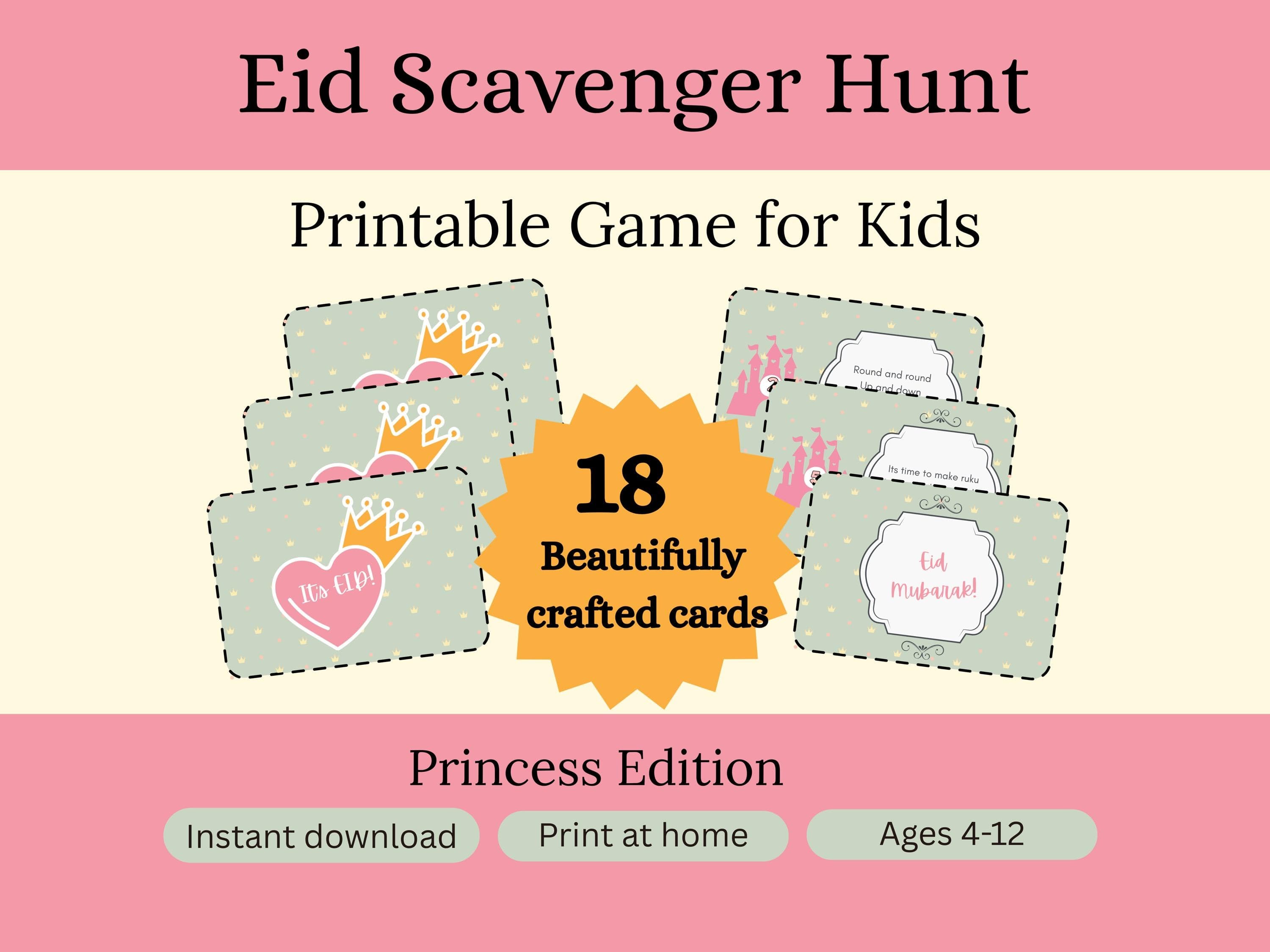 Eid Scavenger Hunt Printable for Kids | Princess Eid Treasure Hunt Game | Islamic Eid Morning Surprise Activity | Gift Hunt PDF