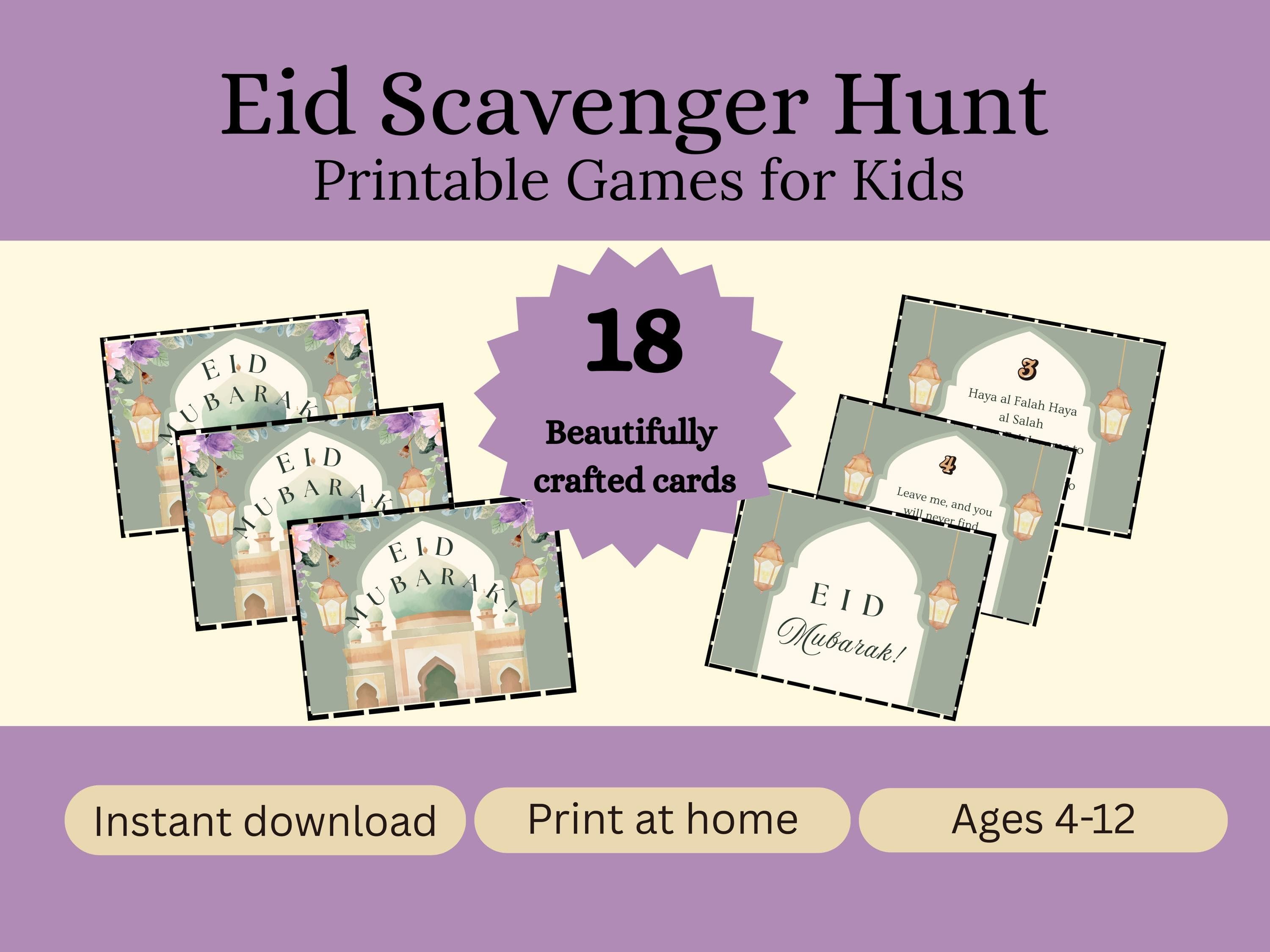 Eid Scavenger Hunt Printable for Kids | Islamic themed Eid Treasure Hunt Game | Islamic Eid Morning Surprise Activity | Gift Hunt PDF