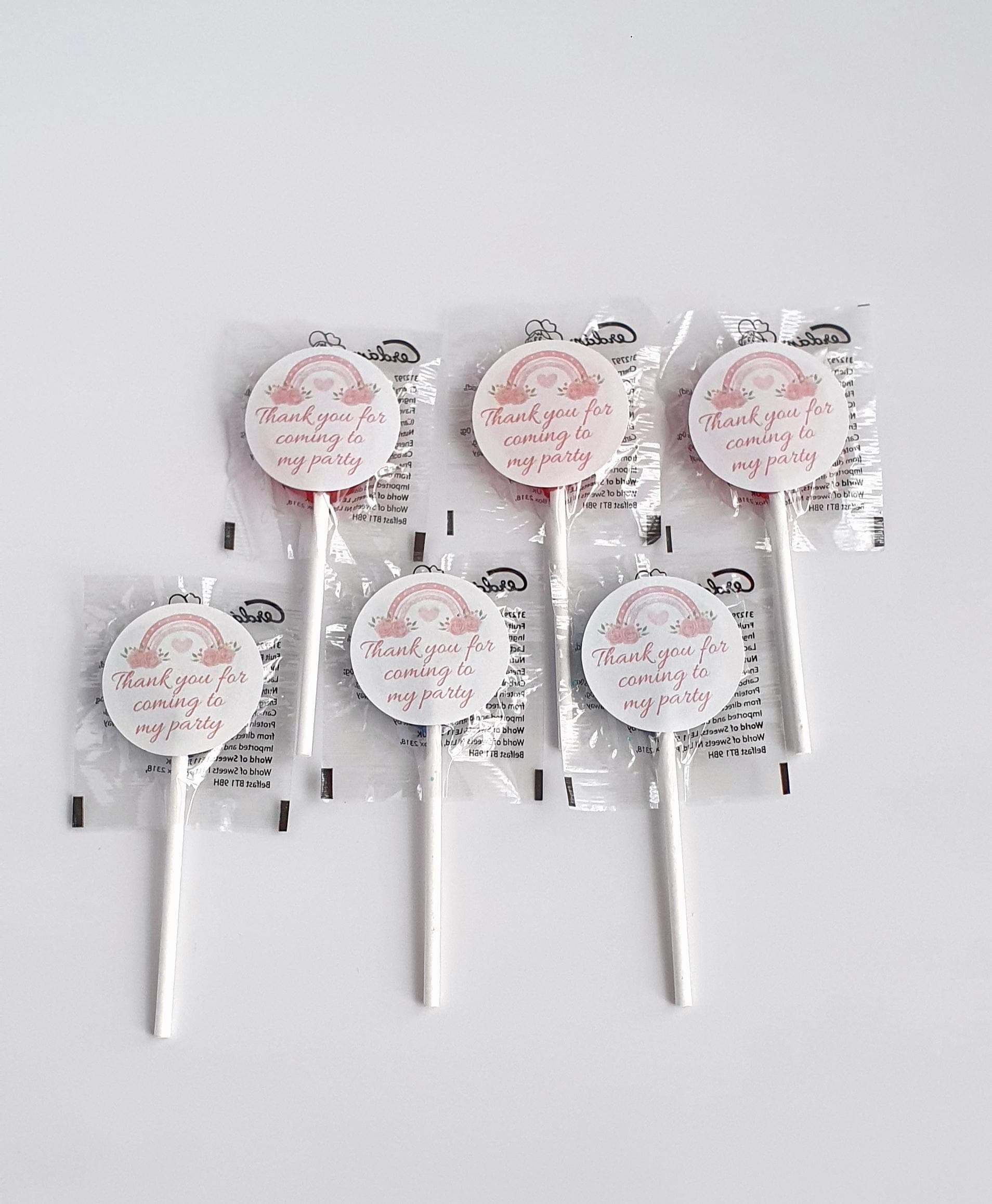 Personalised Lollies/Lollipops | Vegan Lollipops | Pink Themed Sticker | Wedding Favours | Baby Shower | Birthday Party Favours | Sweets