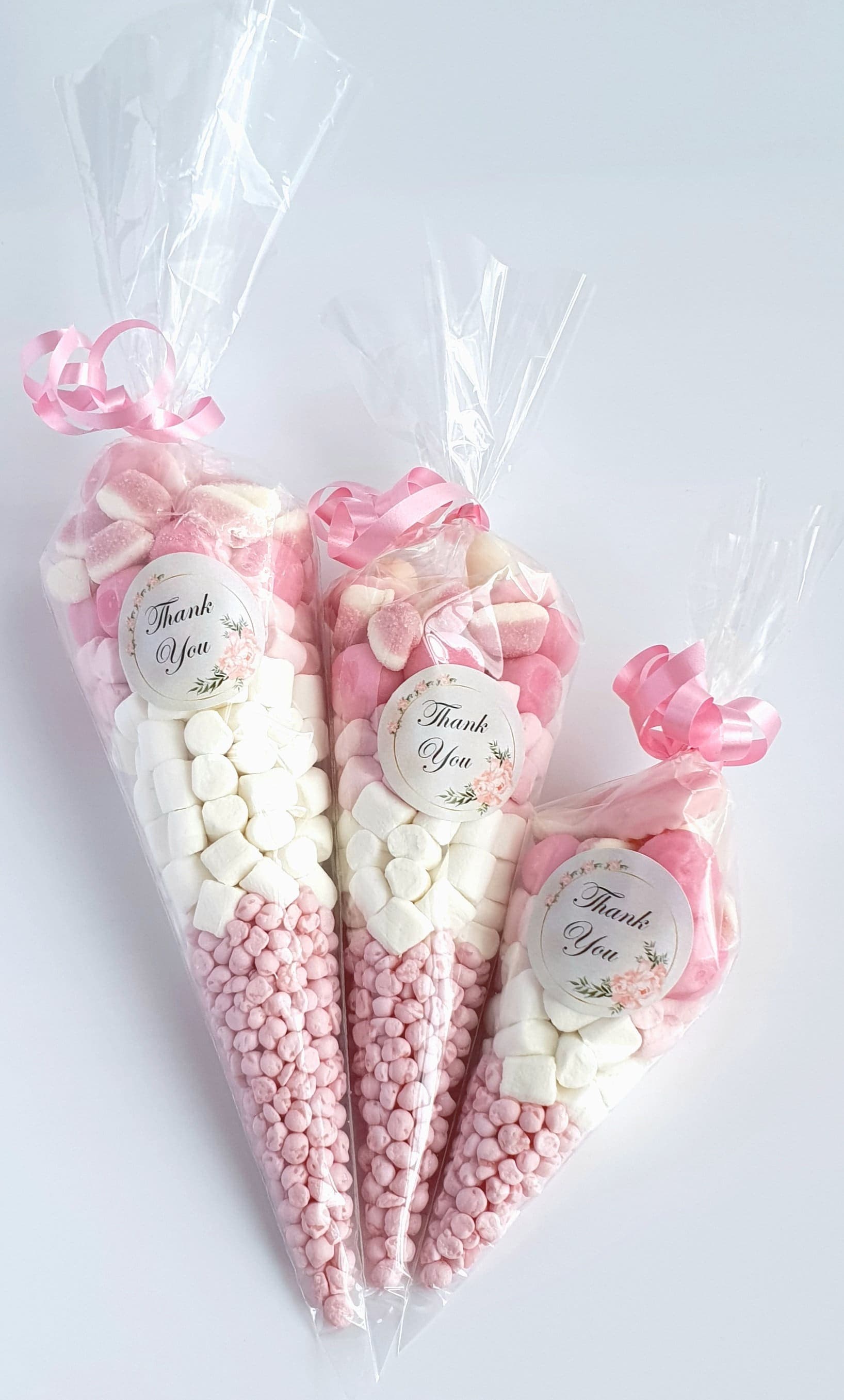 Personalised Pre Filled Halal Pink Sweet Cones | Bridal Shower | Birthday Parties | Baby Shower | Wedding Favours | Party Favours | Sweets
