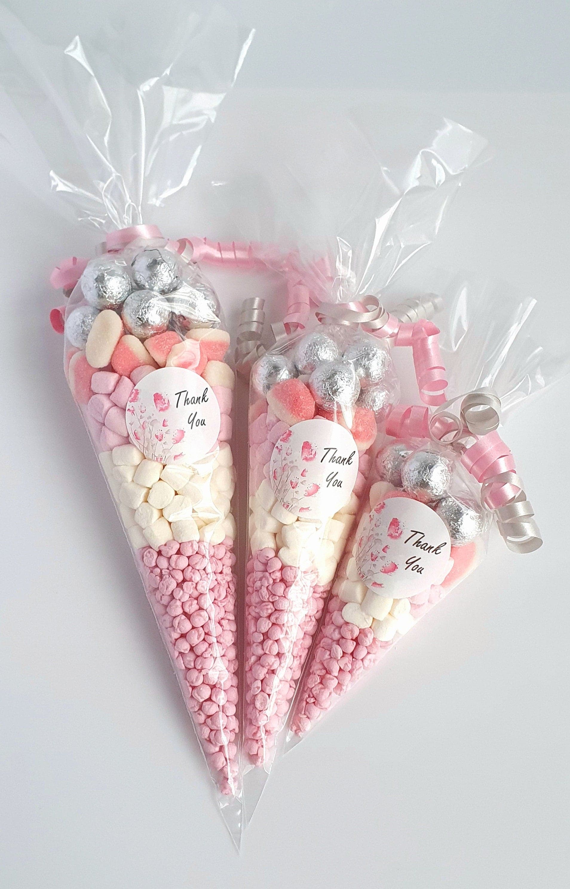 Pink & Silver Halal Sweet Cones | Personalised Party Favors