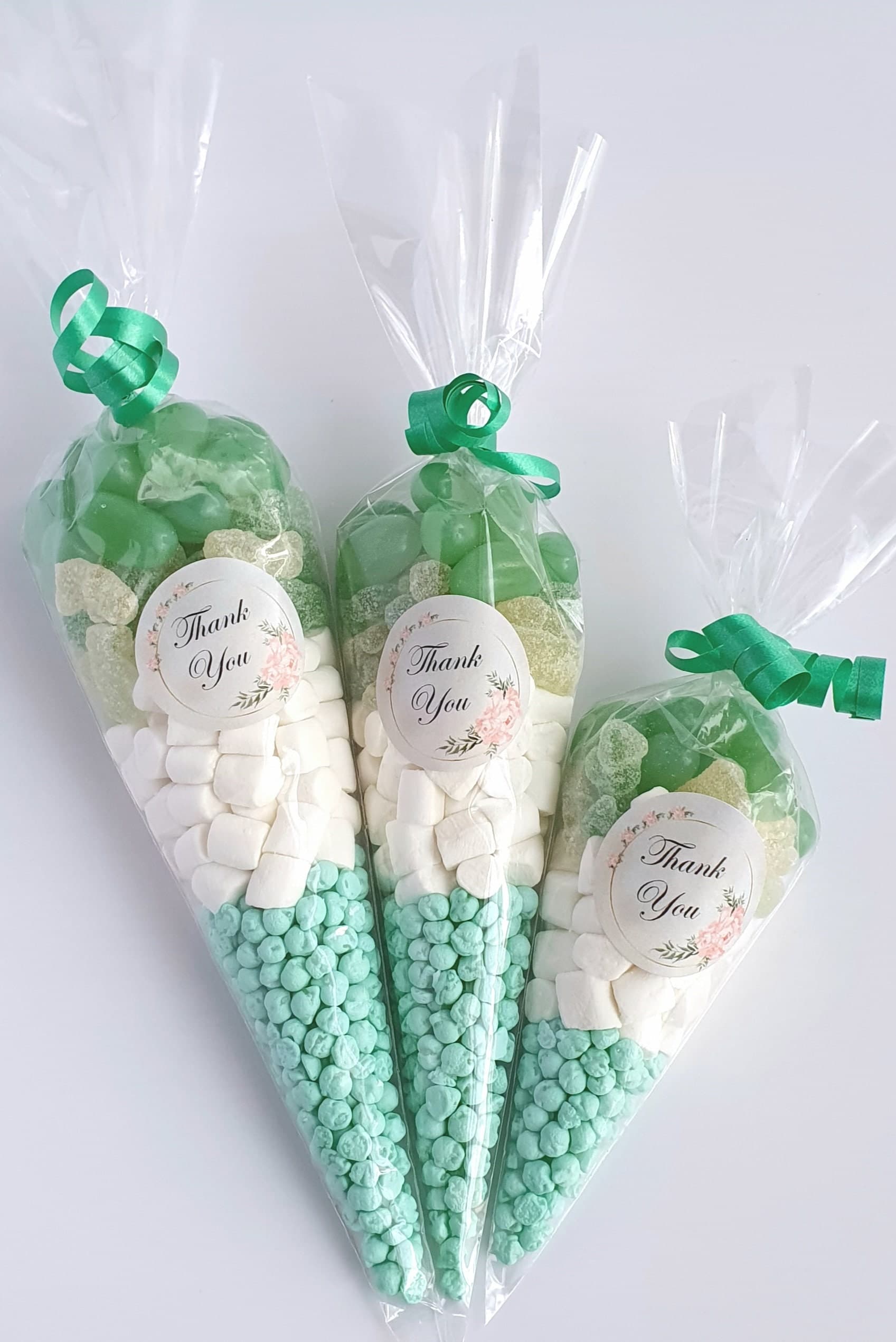 Personalised Pre Filled Halal Green Sweet Cones | Bridal Shower | Birthday Parties | Baby Shower | Wedding Favours | Party Favours | Sweets