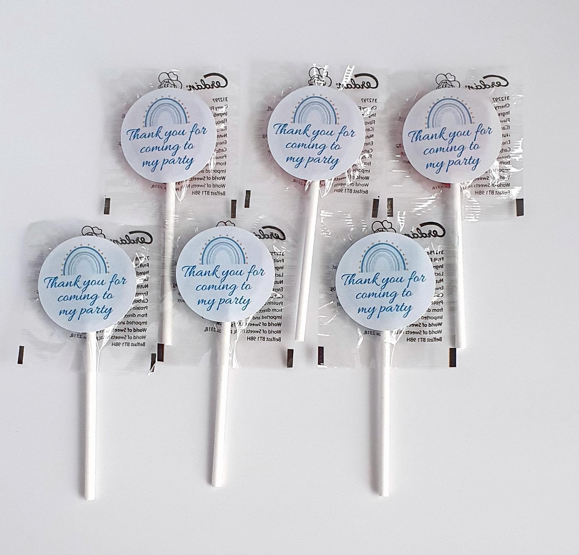 Personalised Lollies/Lollipops | Vegan Lollipops | Blue Themed Sticker | Wedding Favours | Baby Shower | Birthday Party Favours | Sweets