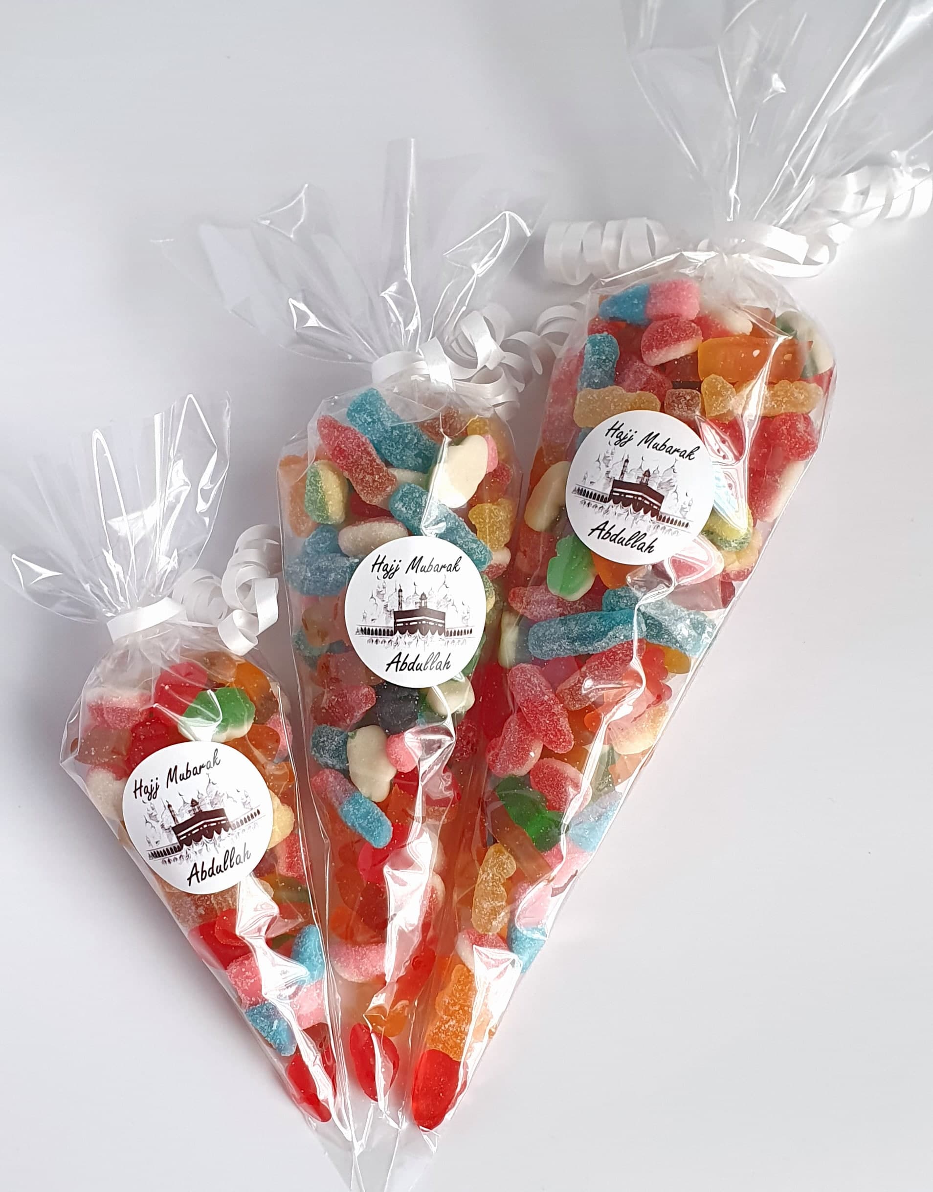 Hajj Mubarak Sweet Cones | Umrah Mubarak | Halal Sweet Cones | Hajj Gift | Umrah gift | Personalised Stickers | Hajj/Umrah Party Favours