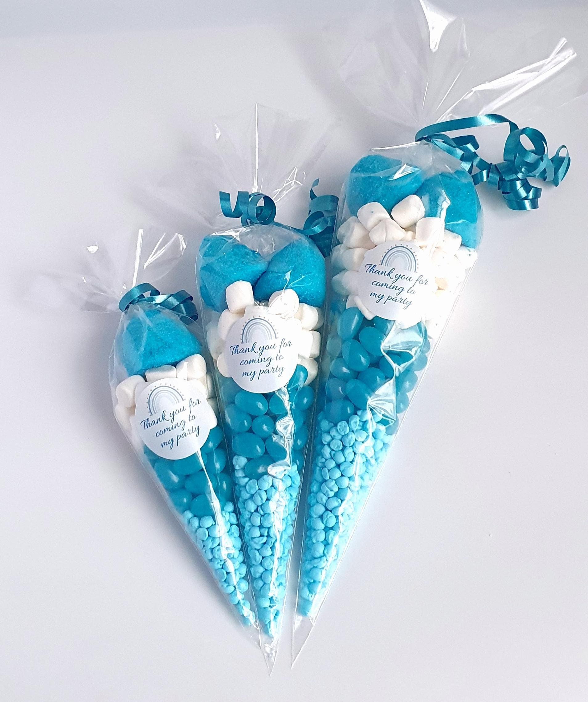 Personalised Pre Filled Halal Blue Sweet Cones | Bridal Shower | Birthday Parties | Baby Shower | Wedding Favours | Party Favours | Sweets