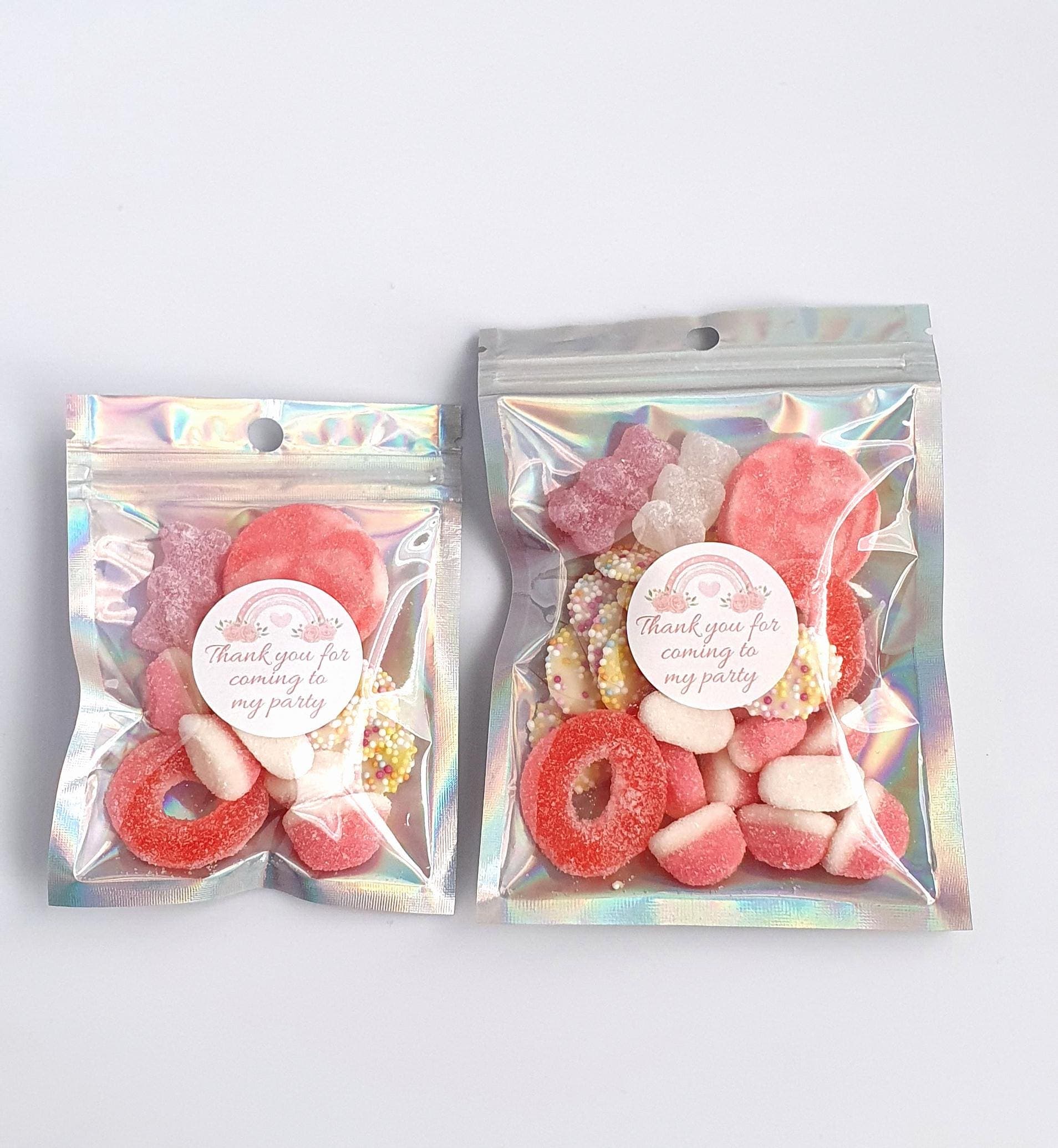 Personalised Pre-Filled Pink Sweet Pouch | Halal Sweets | Baby Shower | Bridal Shower | Wedding Favours | Zip Lock Pouch | Thank you Sweets