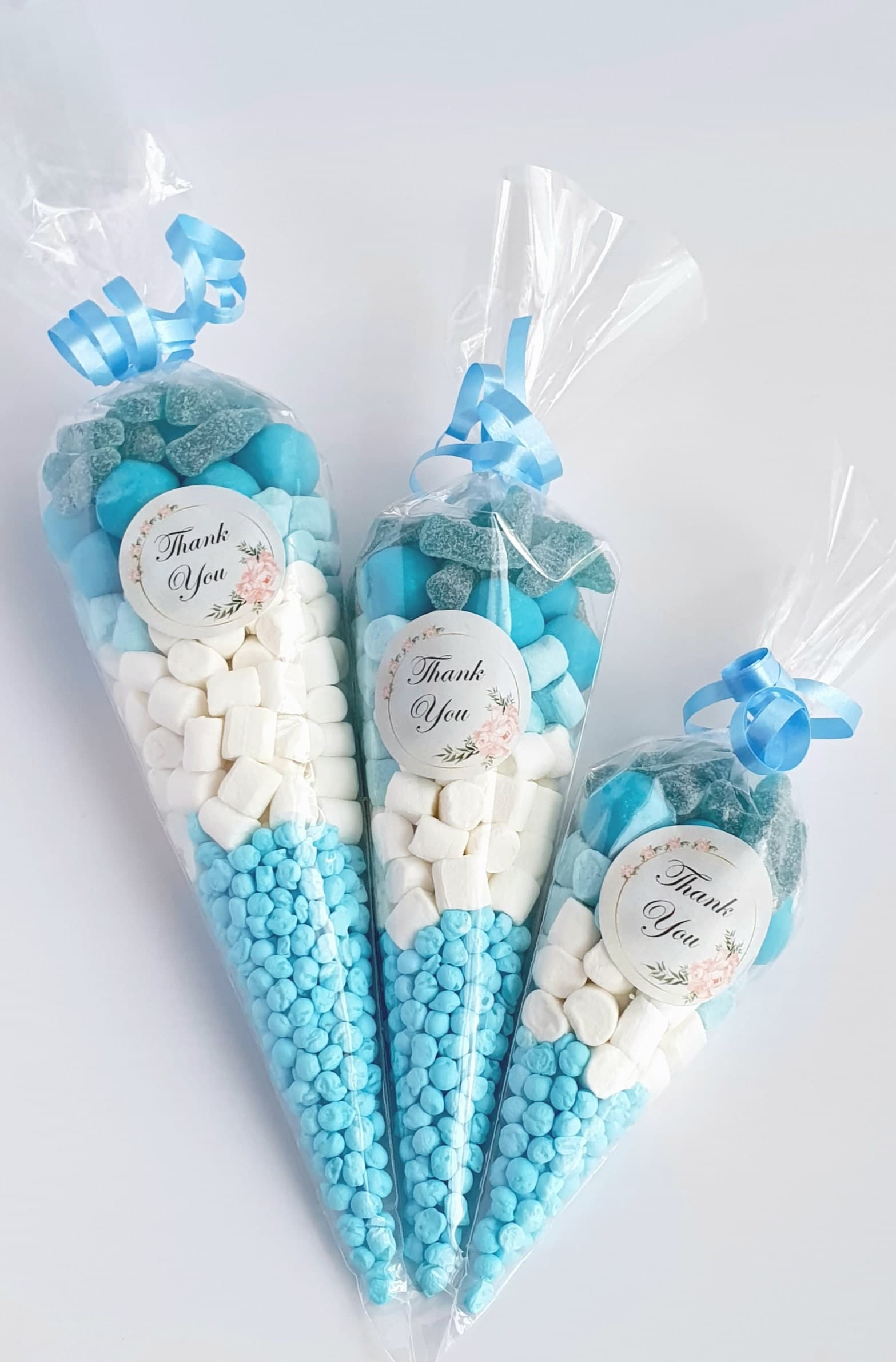Personalised Pre Filled Halal Blue Sweet Cones | Bridal Shower | Birthday Parties | Baby Shower | Wedding Favours | Party Favours | Sweets