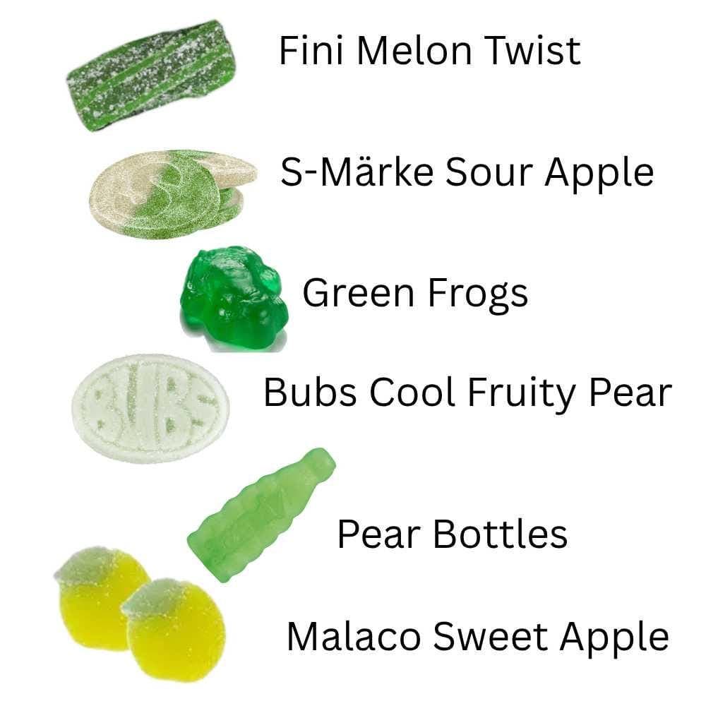 Green Candy Mix | Swedish Candy – Mixed Swedish Candy Plate 1/2 lbs/227g
