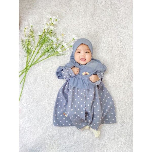 POLKA 0 - 3 months Baby abaya Sets Hijab, muslim baby hijab sets - image 3