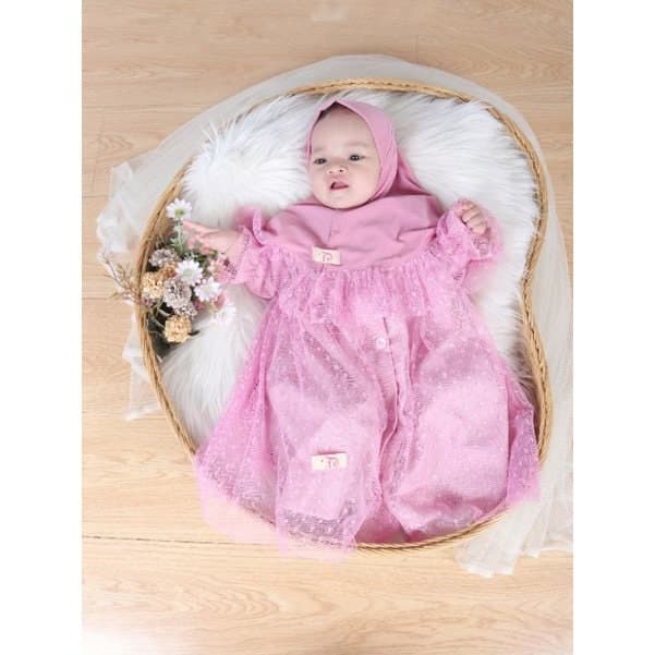 TILLE 4-12 months Baby abaya Sets Hijab, muslim baby hijab sets, baby dress hijab wedding - image 4
