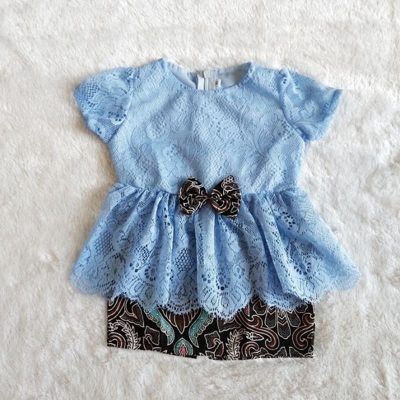 PEPLUM 0-18 months baby Kebaya, baby Kebaya sets SHORT batik skirt, Baby batik sets - image 4