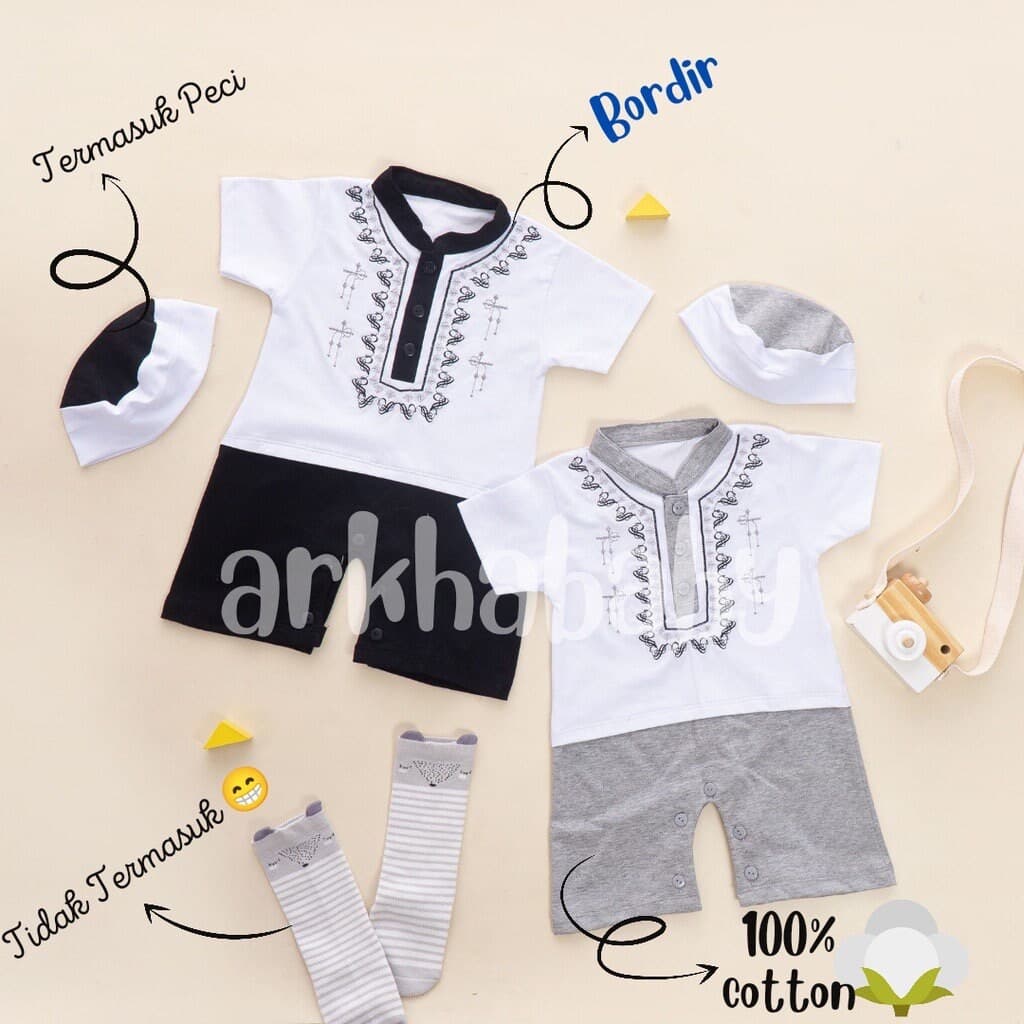 0 - 12 months Baby boy muslim romper sets, muslim baby boy outfit