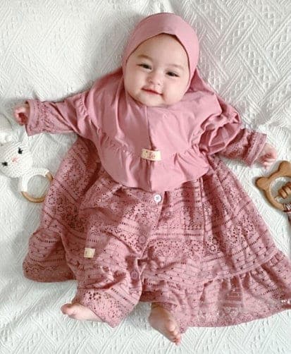 BROCADE 4 -12 months Baby abaya Sets Hijab, muslim baby hijab sets, baby dress hijab wedding