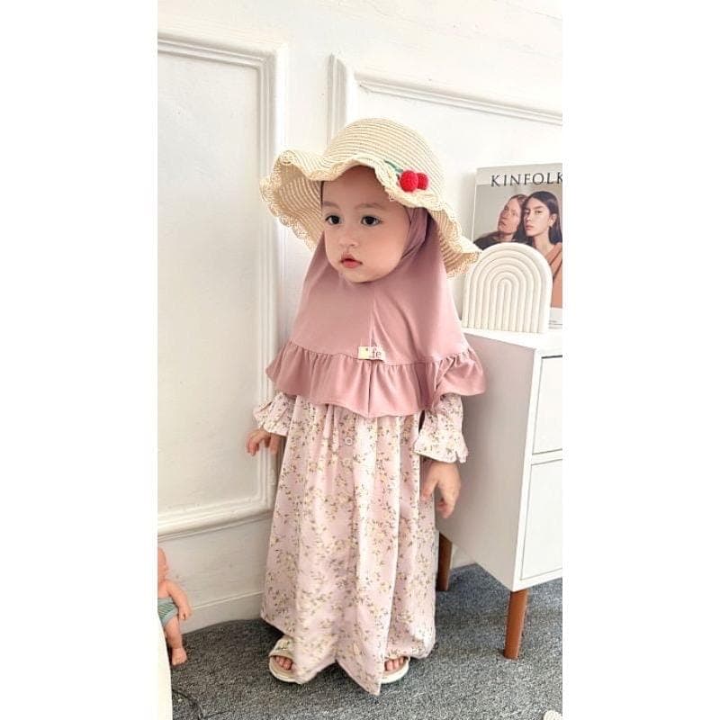 RAYON ROTAN 0 - 3 months Baby abaya Sets Hijab, muslim baby hijab sets