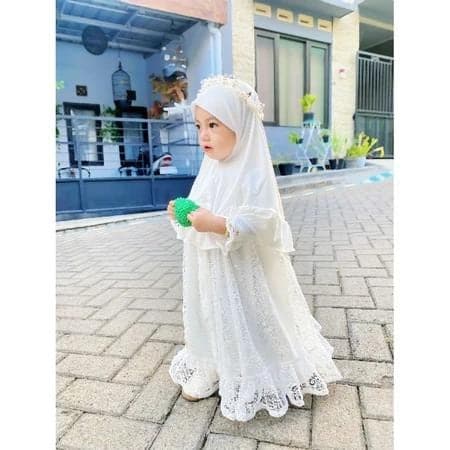 IVORY 1-2 months Baby abaya Sets Hijab, muslim baby hijab sets, baby dress hijab wedding