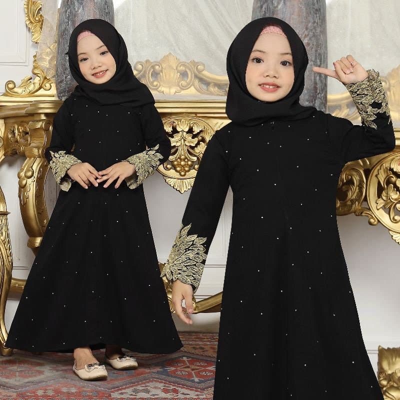 SONIA Black Me and Mommy abaya set pashmina, Saudi baby girl abaya sets, Umrah baby girl abaya set