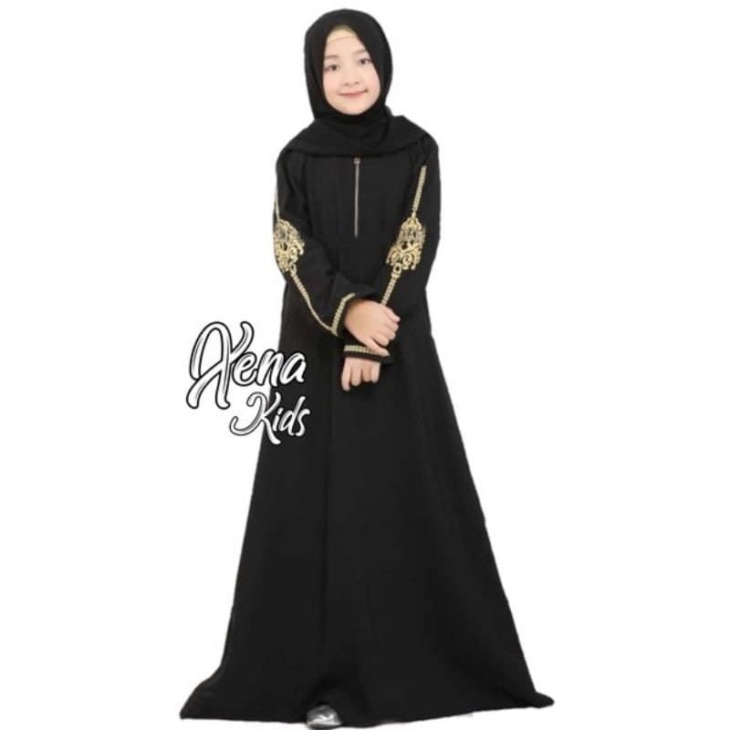 XENA Black baby girl abaya set pashmina, Saudi baby girl abaya sets, Umrah baby girl abaya set