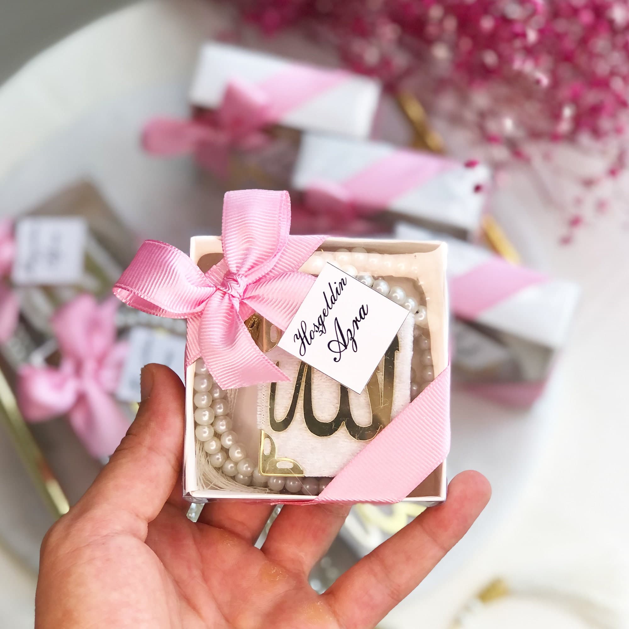 Velvet Mini Quran Gift Set: Fragrant Tasbeeh, Decorated Box, Muslim Favor - image 4