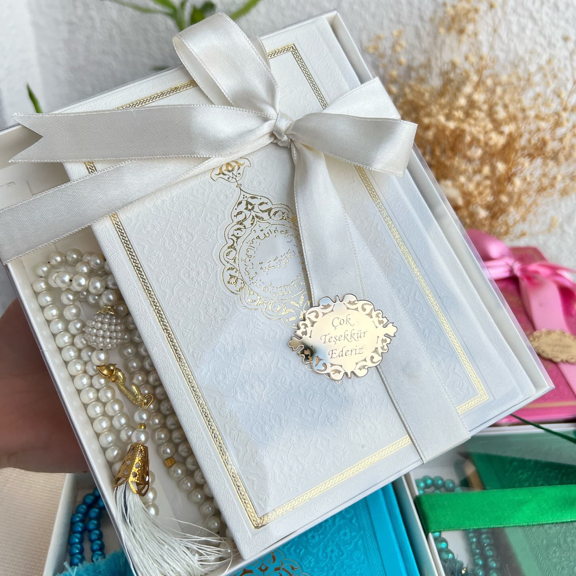 Personalized Velvet Dua Book & Tasbeeh Gift Set with Decorated Box - image 3