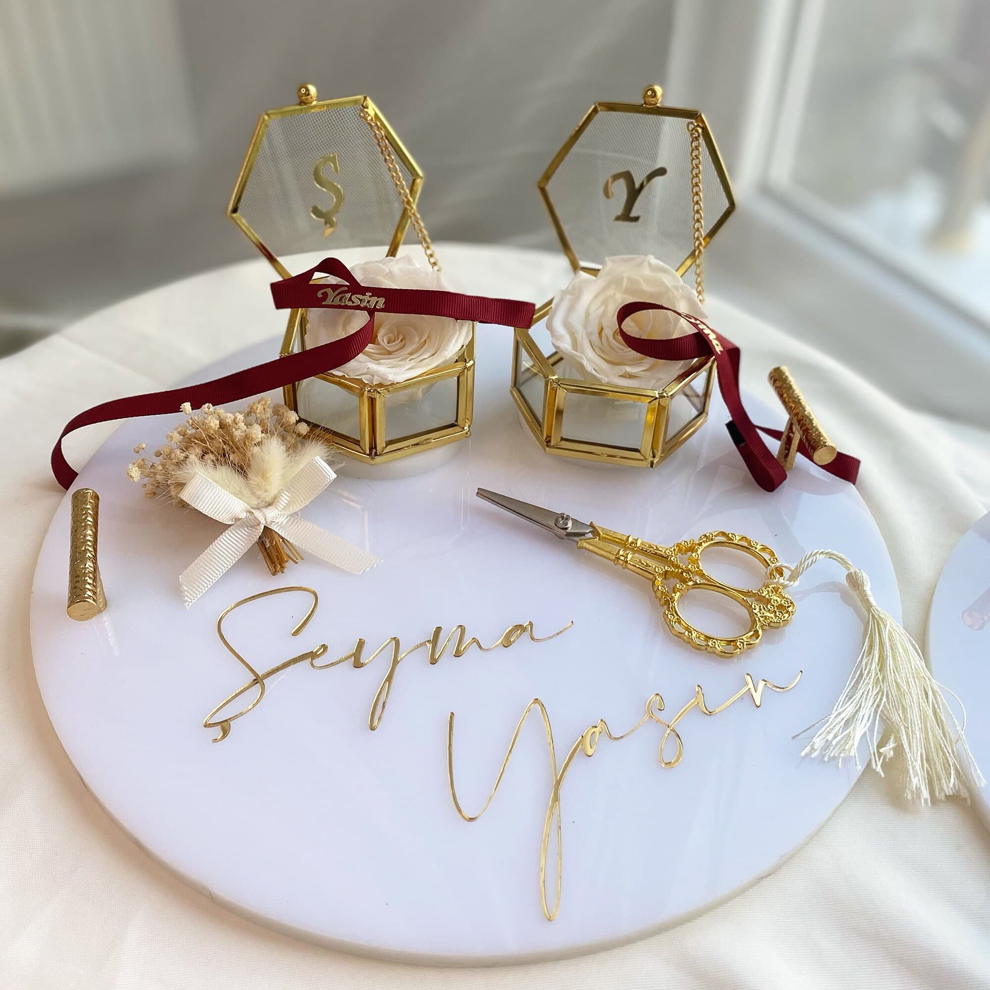 Personalized Engagement Tray Set, Ring Box, Favors, Bride Gift