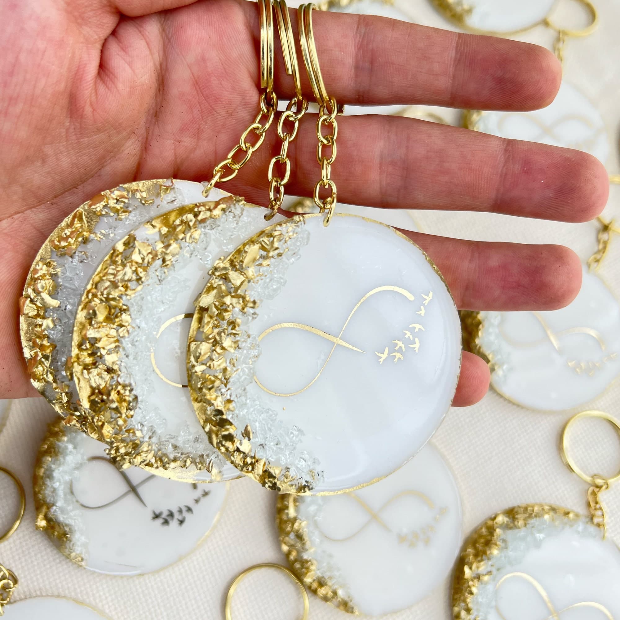 Personalized Resin Keychain, Gold Leaf Inlay, Handmade Gift - image 4