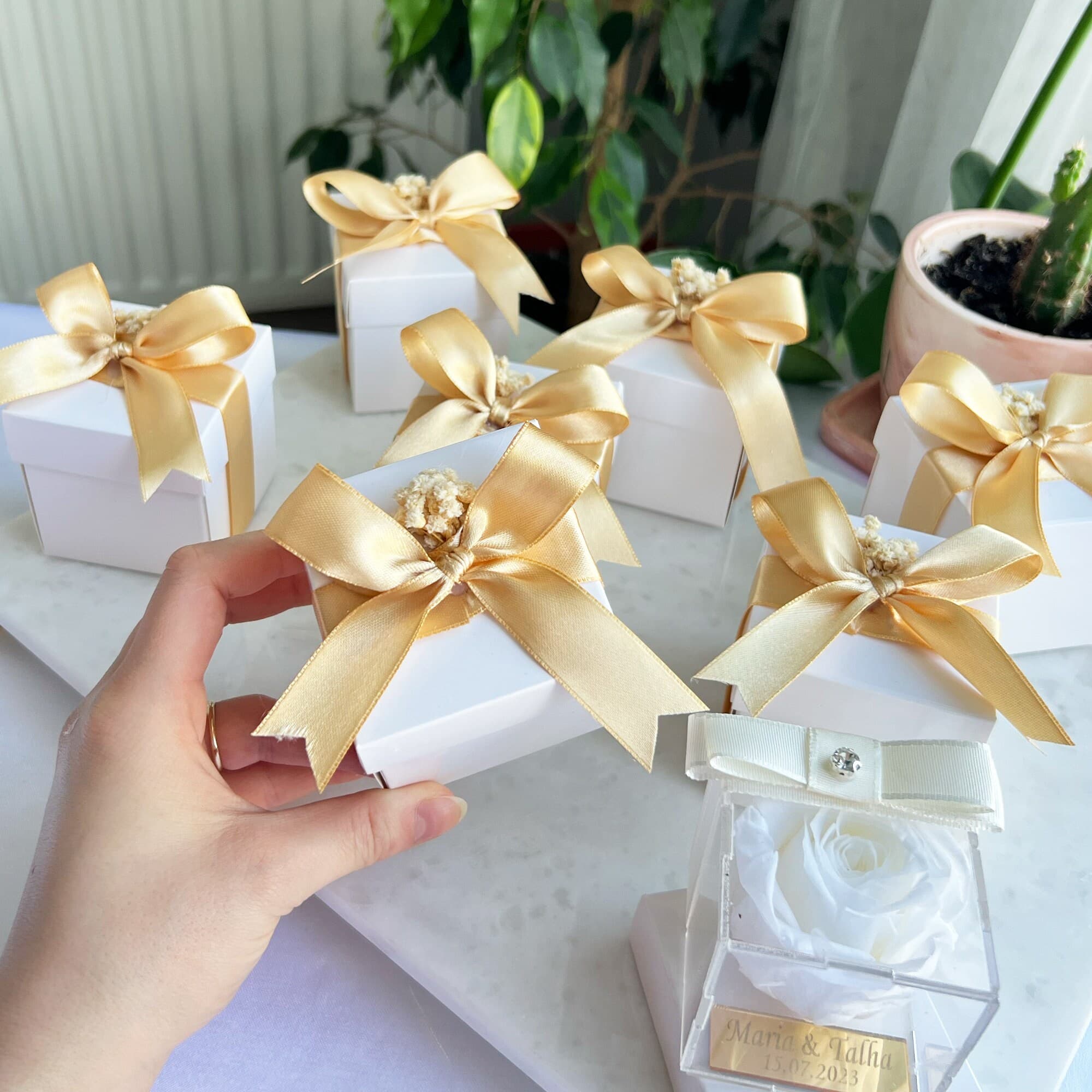 Personalized Preserved Rose, Clear Box, Wedding Party Favors - image 3